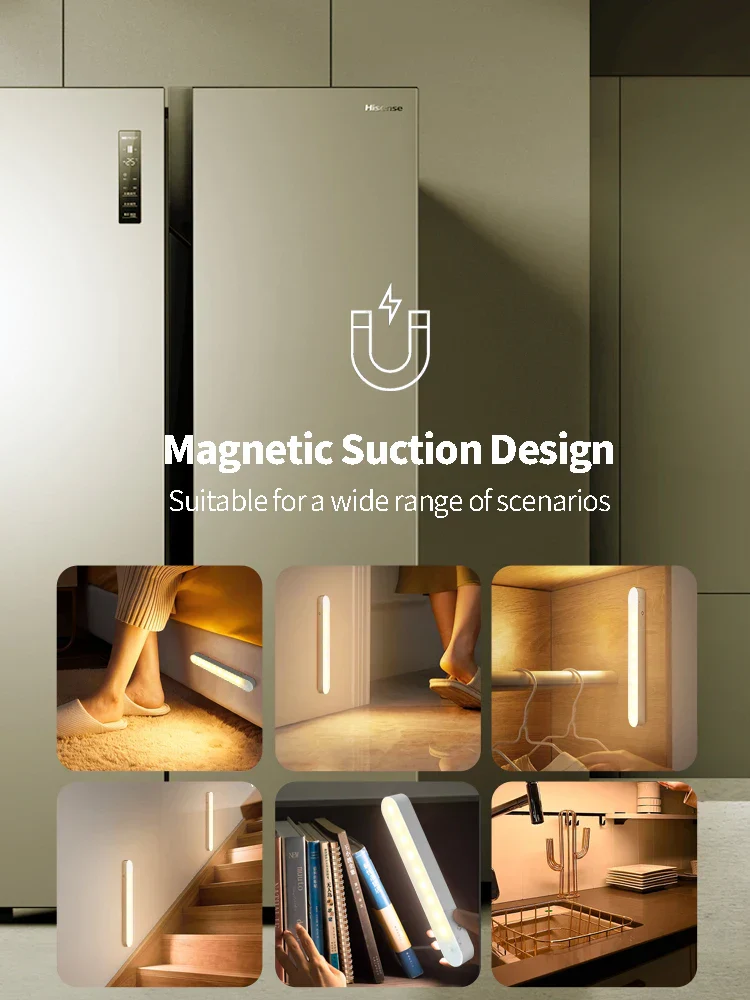 USB Rechargeable LED Night Light 3 Color Dimmable Magnetic Cabinet Lamp - Image 4