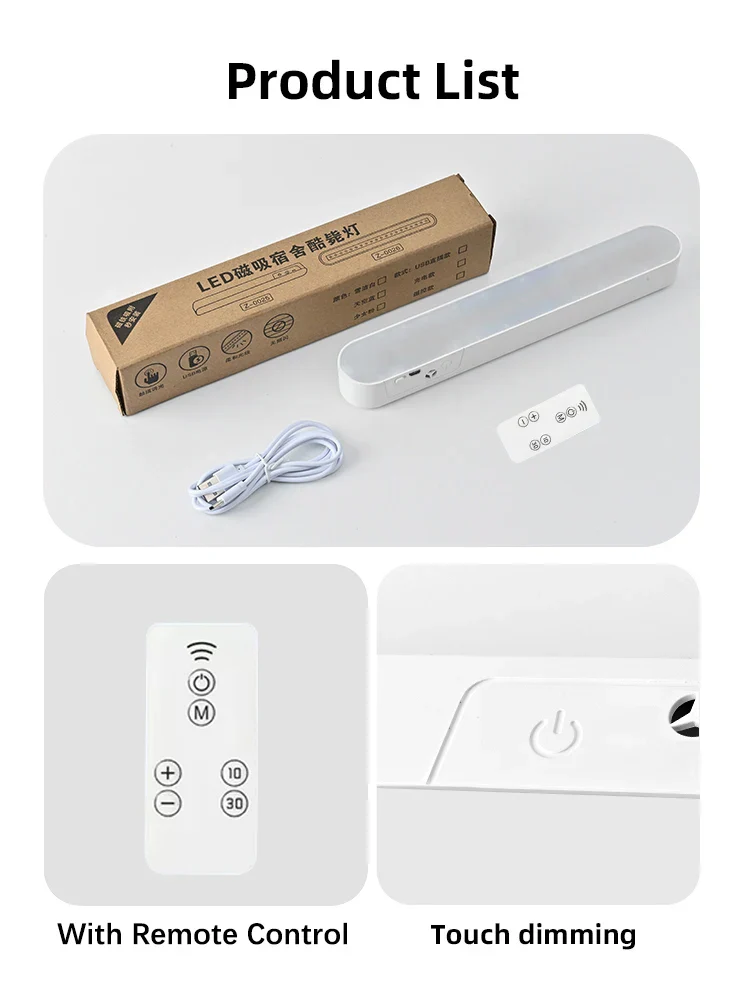 USB Rechargeable LED Night Light 3 Color Dimmable Magnetic Cabinet Lamp - Image 6