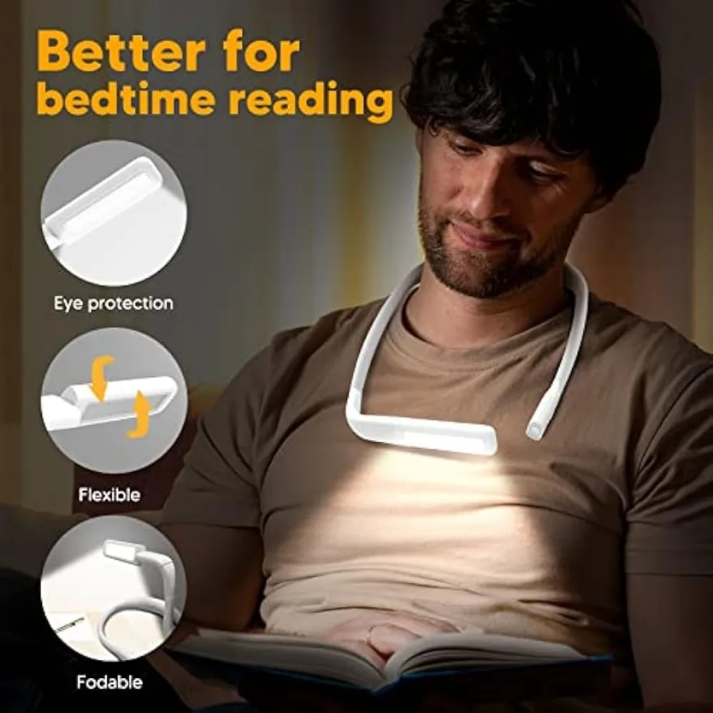 USB Rechargeable Reading Neck Light Hands Free Book Light for Bed Night - Image 4