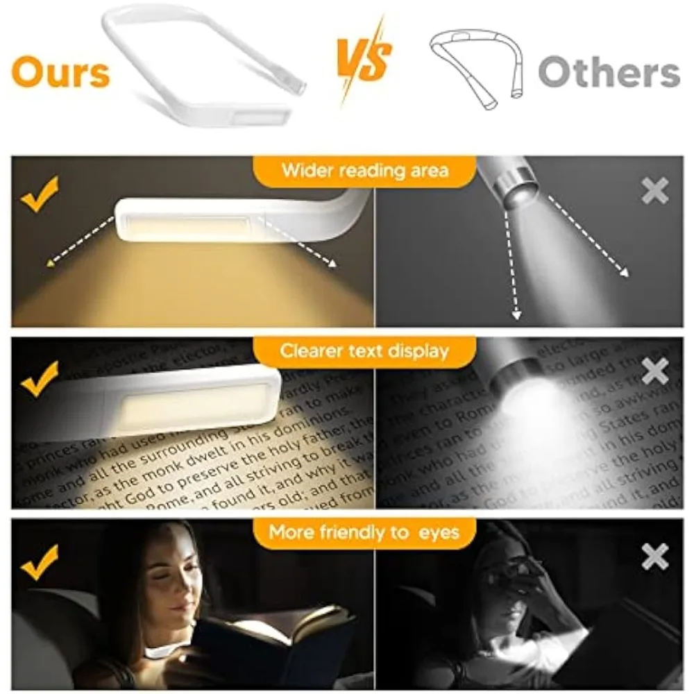 USB Rechargeable Reading Neck Light Hands Free Book Light for Bed Night - Image 5