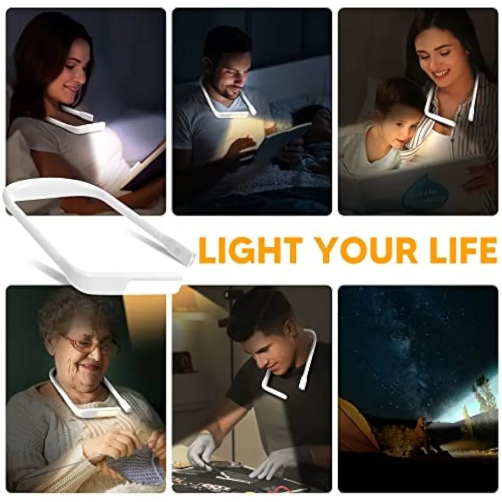 USB Rechargeable Reading Neck Light Hands Free Book Light for Bed Night - Image 6