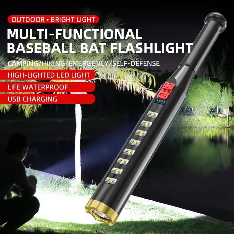 USB Rechargeable Telescopic LED Flashlight with COB Light for Outdoor Use - Image 2