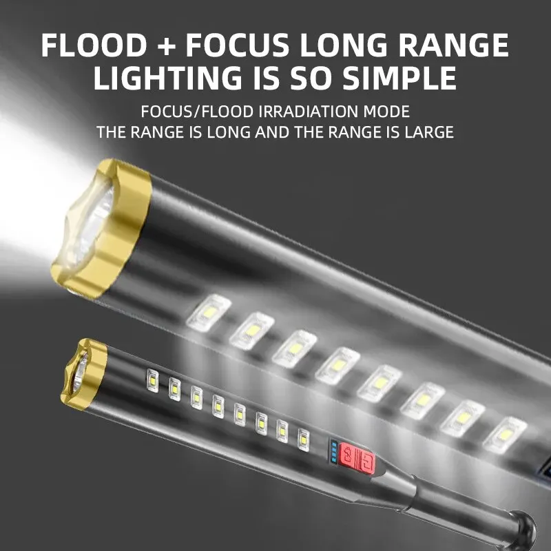 USB Rechargeable Telescopic LED Flashlight with COB Light for Outdoor Use - Image 3