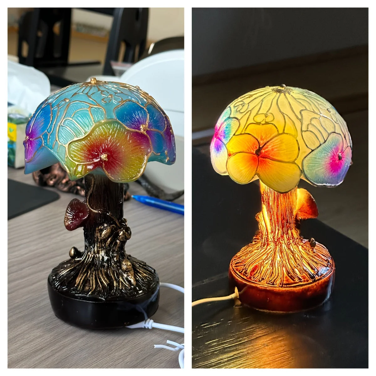 USB Resin Mushroom Lamp – Hand-Painted LED Night Light for Bedroom or Holiday Decor - Image 5