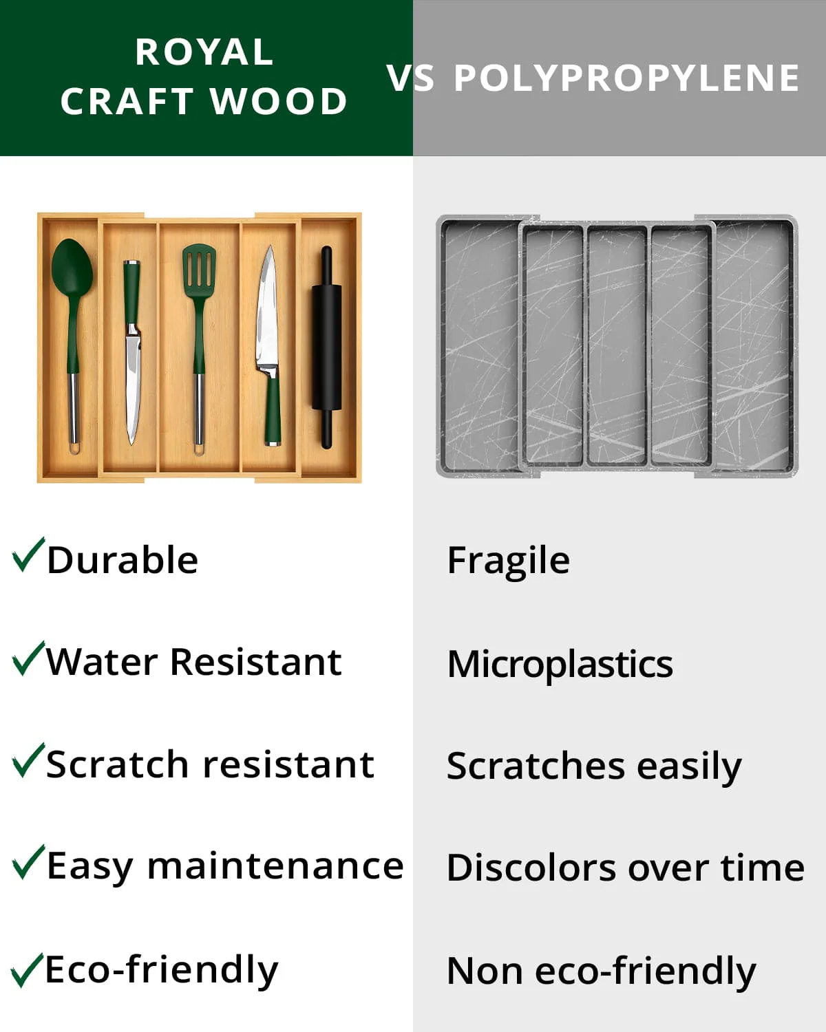 Utensil Drawer Organizer, Natural (5 Slots) - Image 2