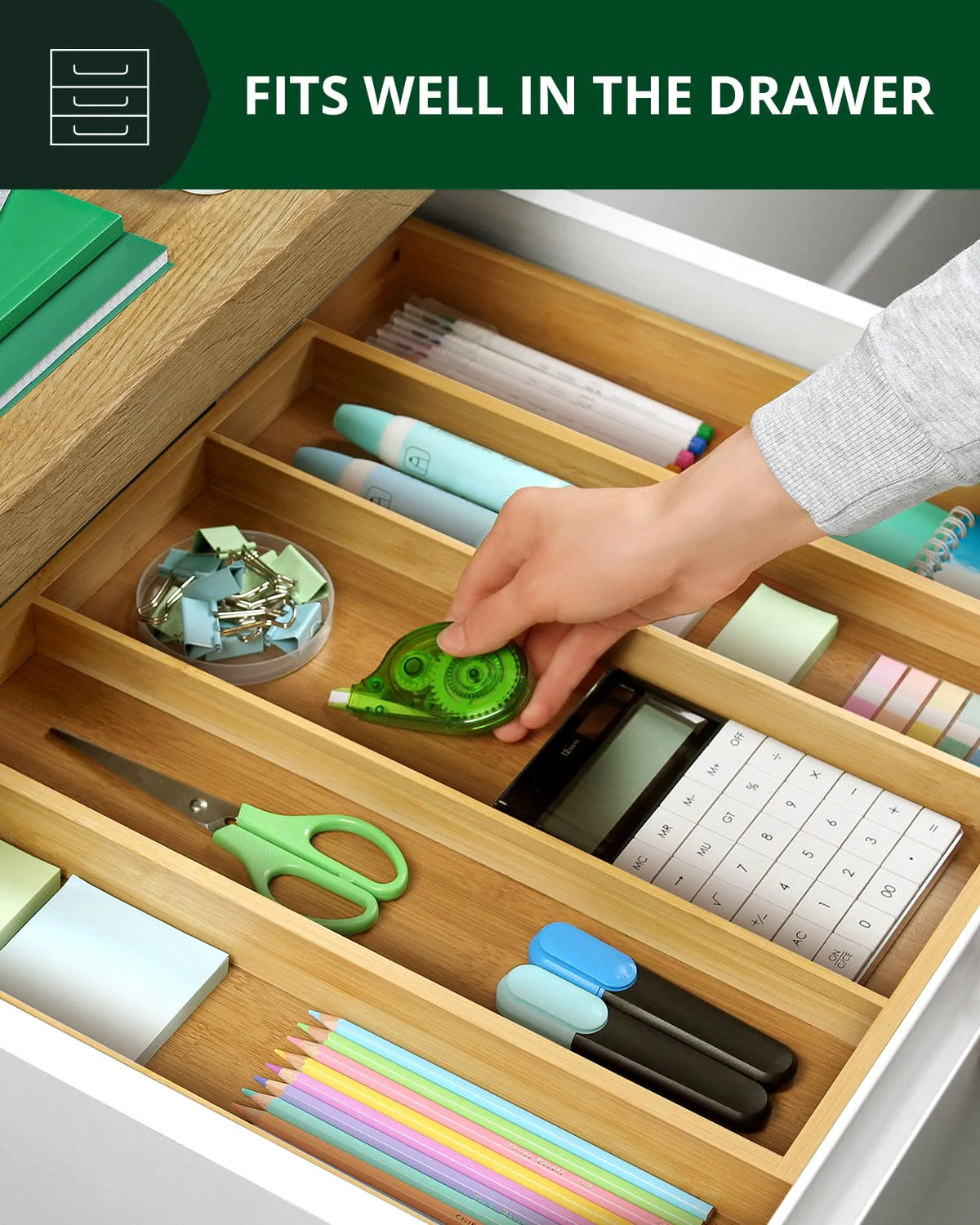 Utensil Drawer Organizer, Natural (5 Slots) - Image 7