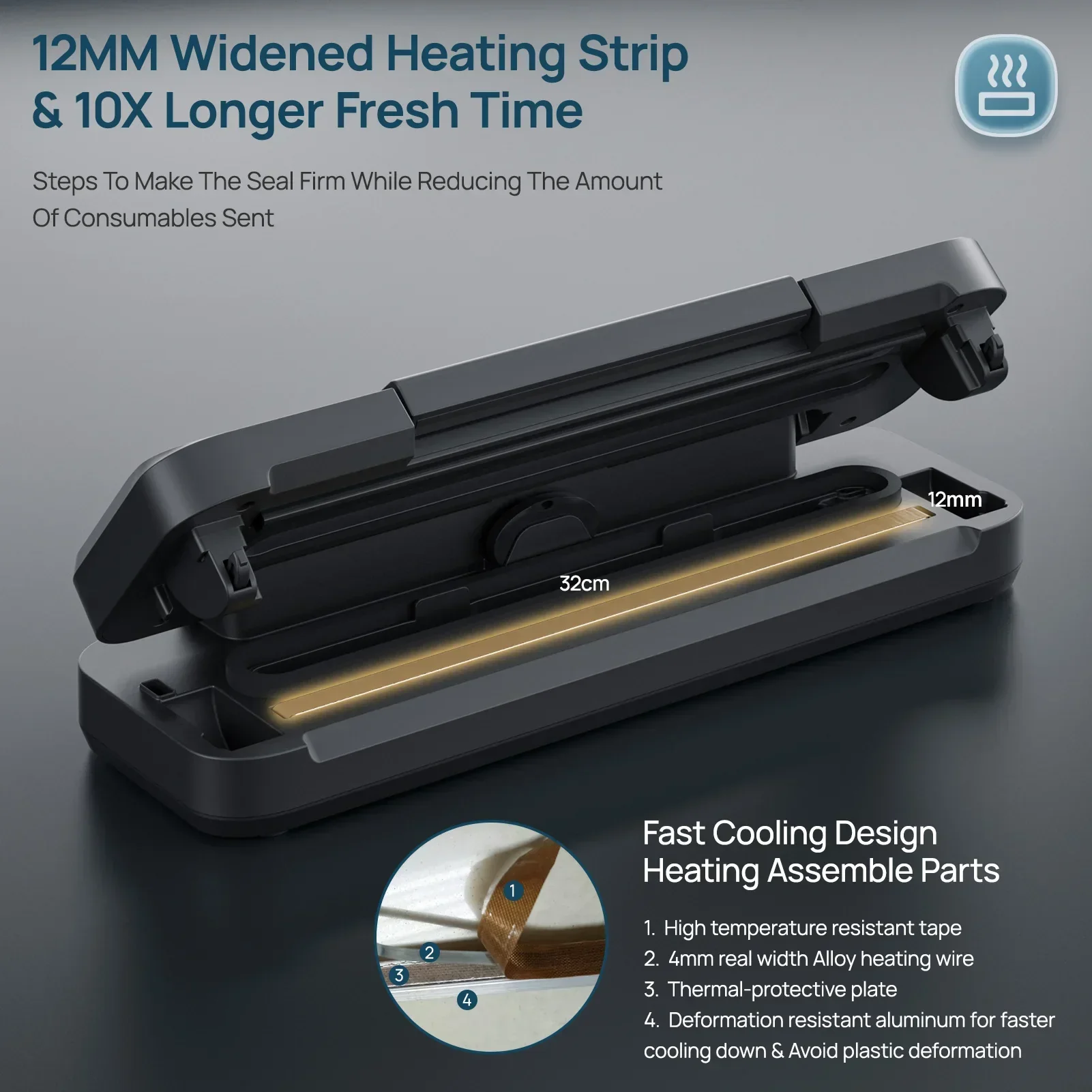 Vacuum Sealer Machine 80Kpa Sous Vide Food Saver Handle Type Multifunctional VH1506 - Image 4