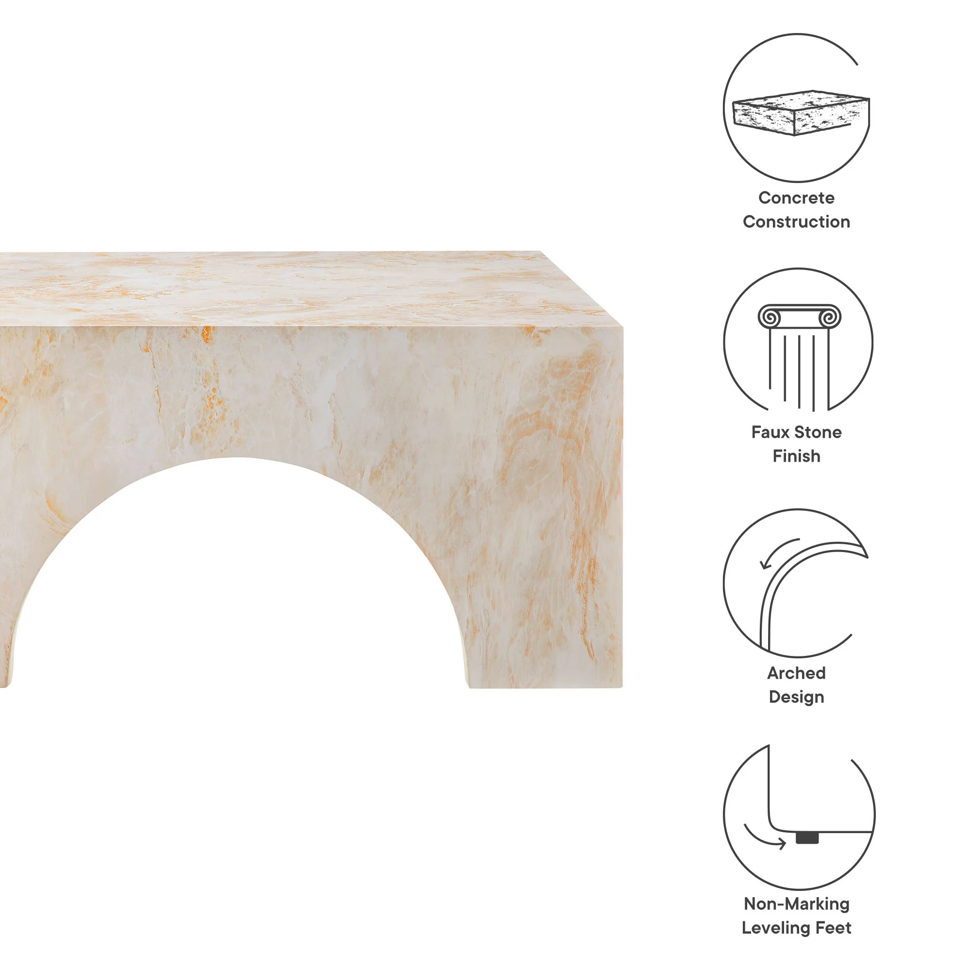 Valen Indoor - Outdoor Patio Arched Concrete Coffee Table by Modway - Image 12