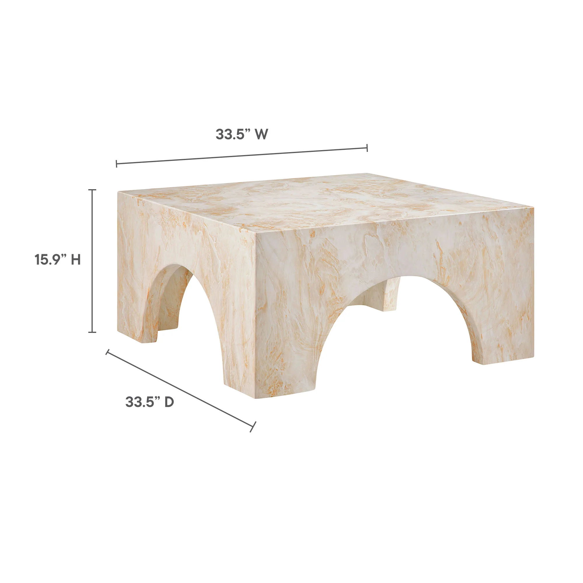 Valen Indoor - Outdoor Patio Arched Concrete Coffee Table by Modway - Image 13