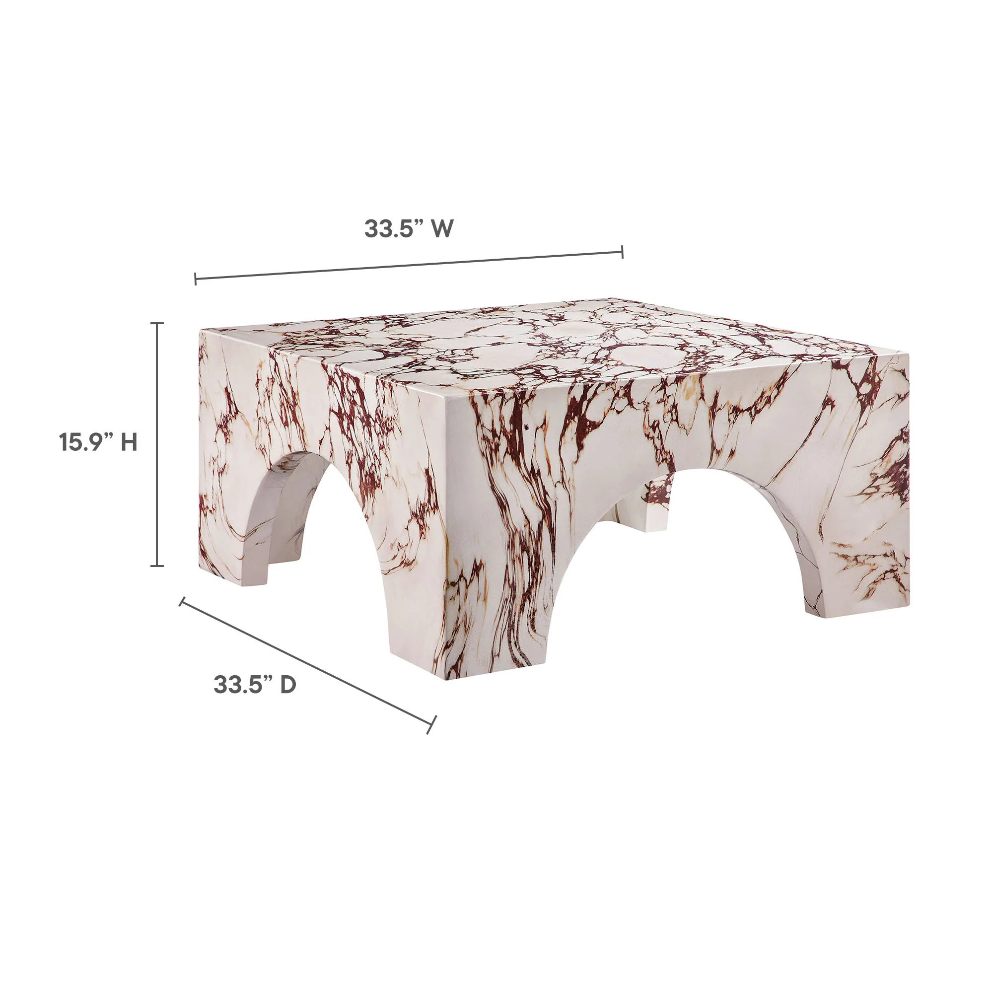 Valen Indoor - Outdoor Patio Arched Concrete Coffee Table by Modway - Image 2