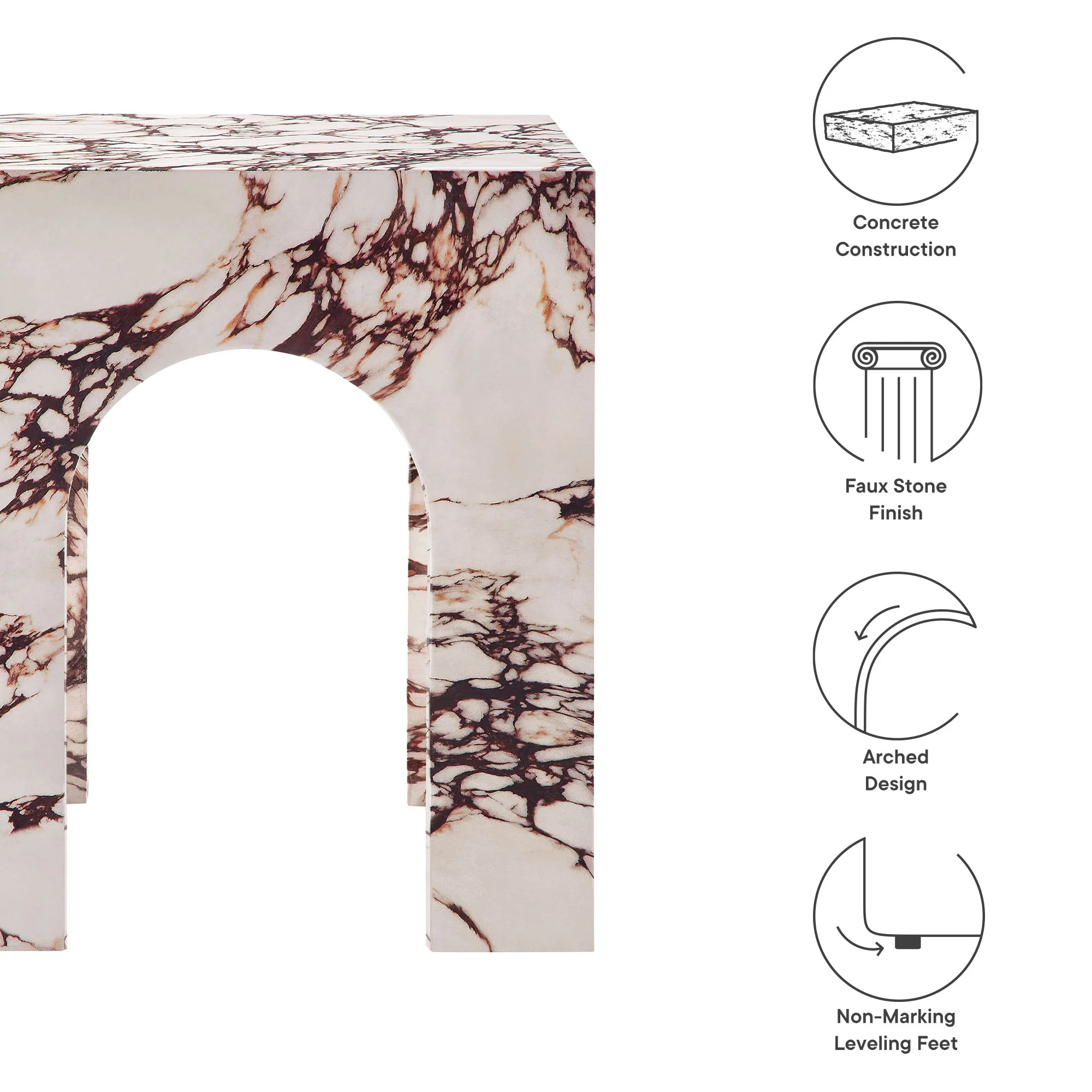 Valen Square Indoor - Outdoor Patio Arched Concrete Side Table by Modway - Image 12