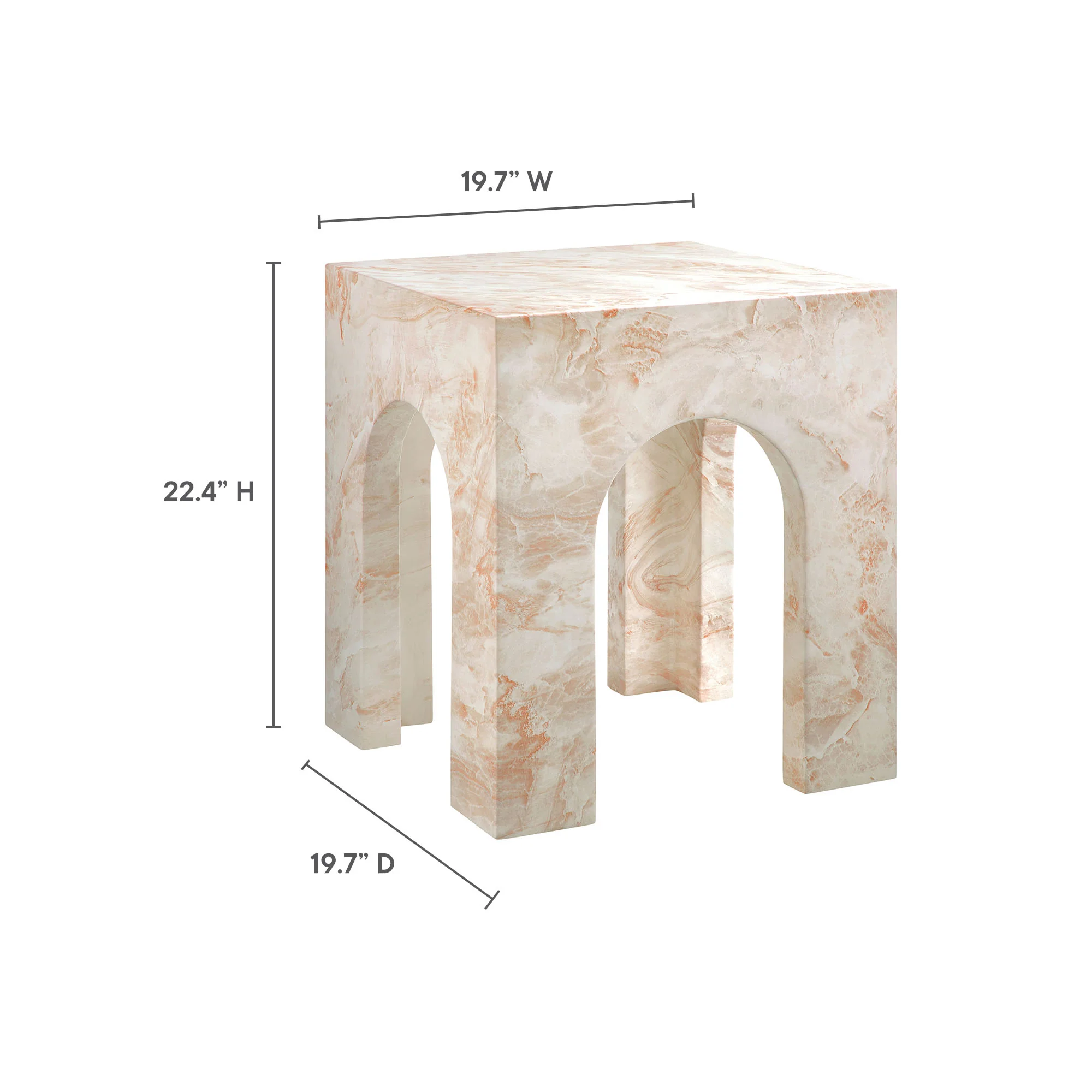 Valen Square Indoor - Outdoor Patio Arched Concrete Side Table by Modway - Image 4