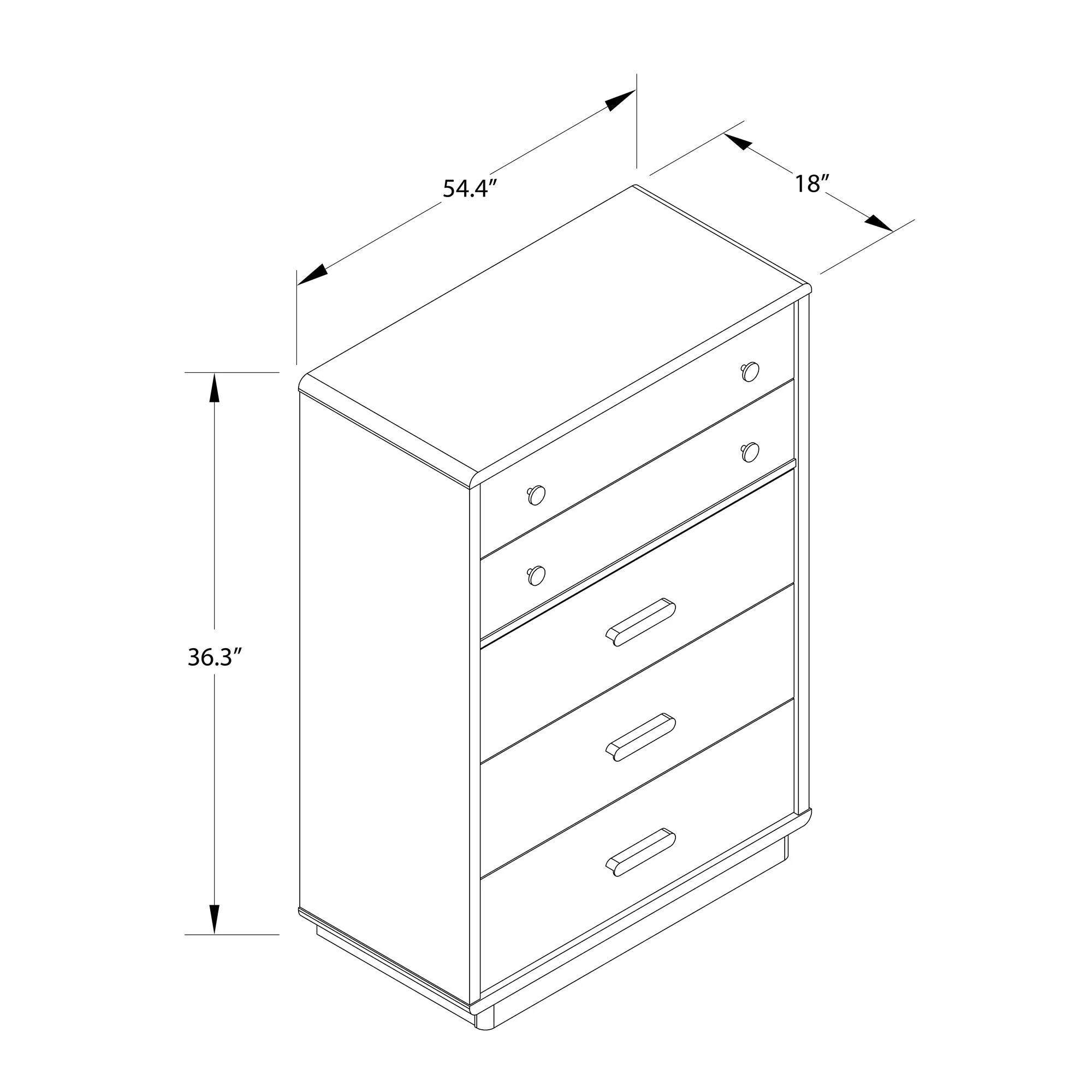 Valencia - 5 Drawer Dresser - White / Gray - Image 2