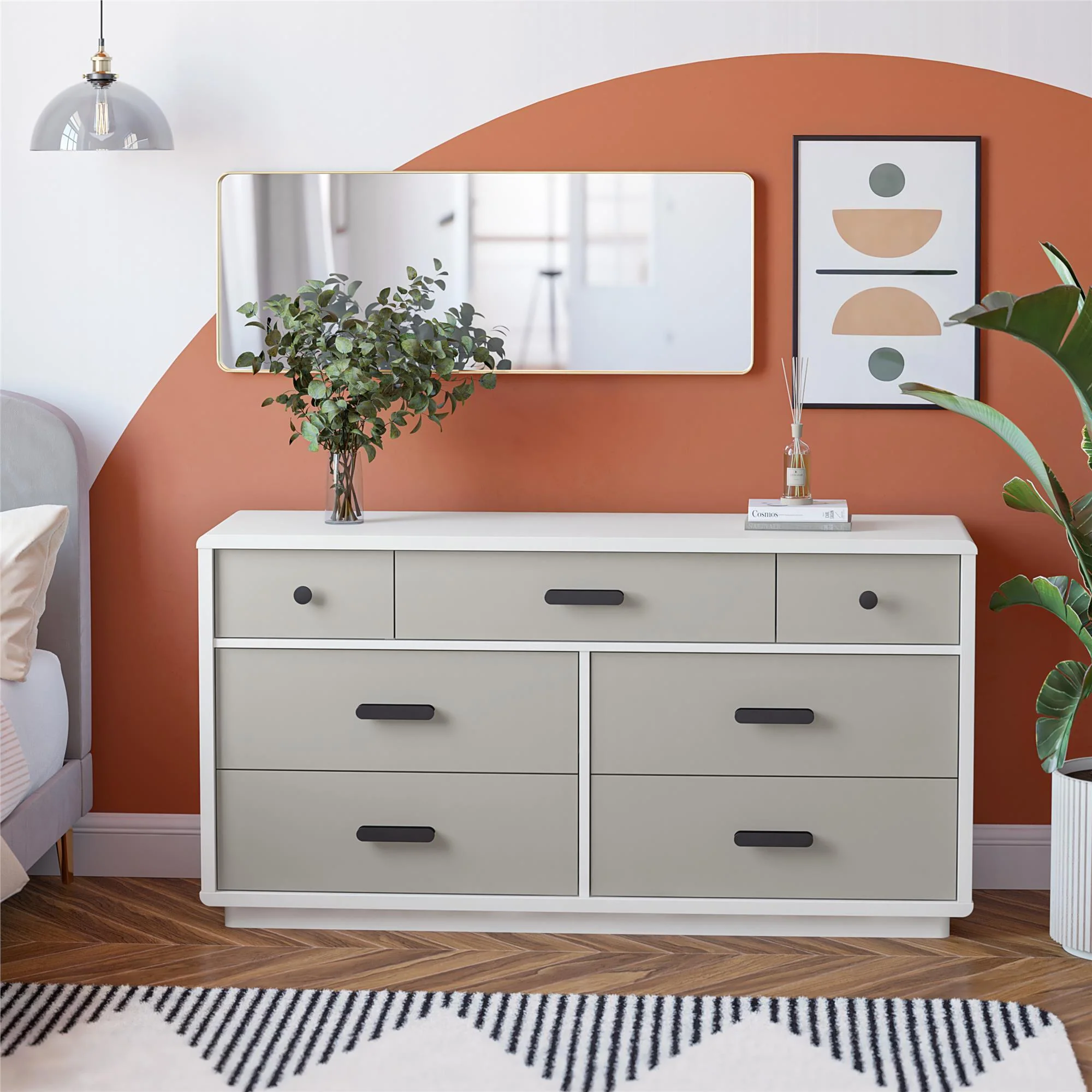 Valencia - 7 Drawer Wide Dresser - Taupe - Image 3