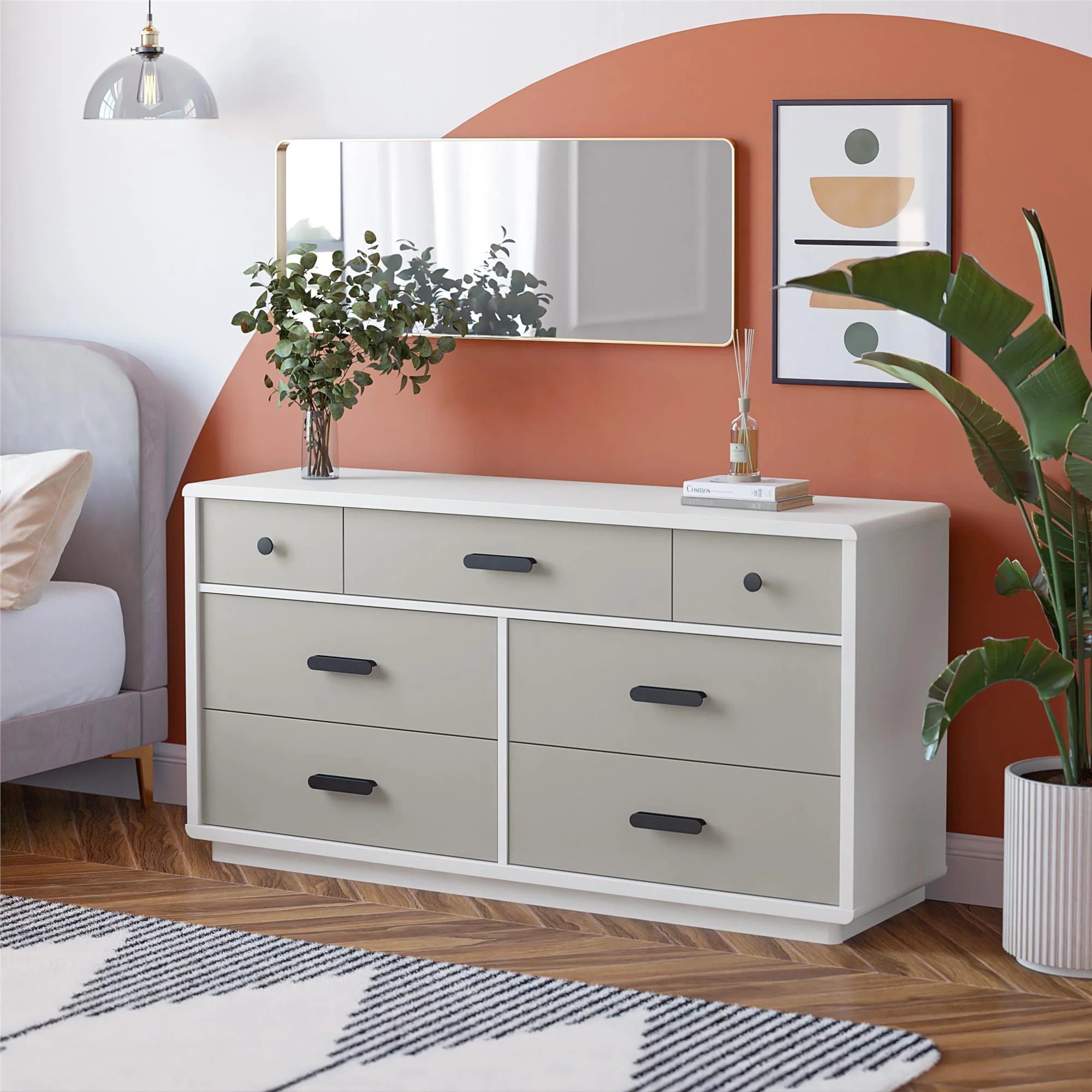 Valencia - 7 Drawer Wide Dresser - Taupe - Image 4
