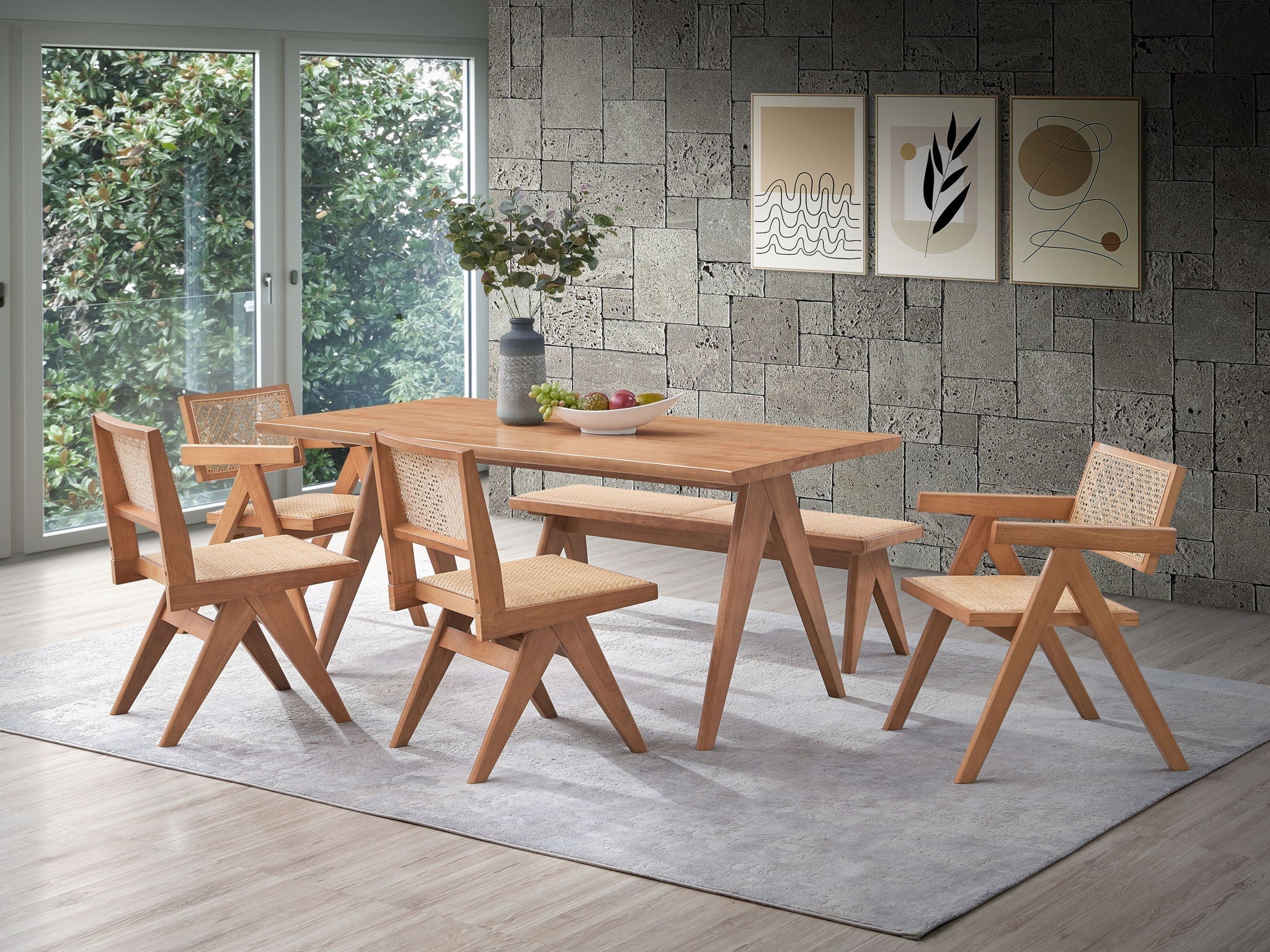 Valentina - 6 Pieces Patio Furniture Set - Rattan / Natural - Image 2