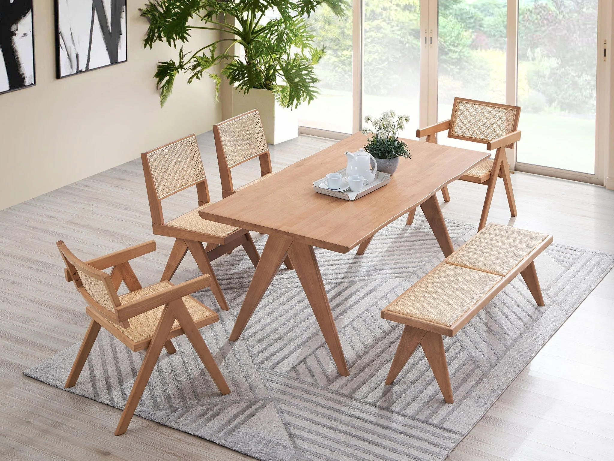 Valentina - 6 Pieces Patio Furniture Set - Rattan / Natural - Image 4
