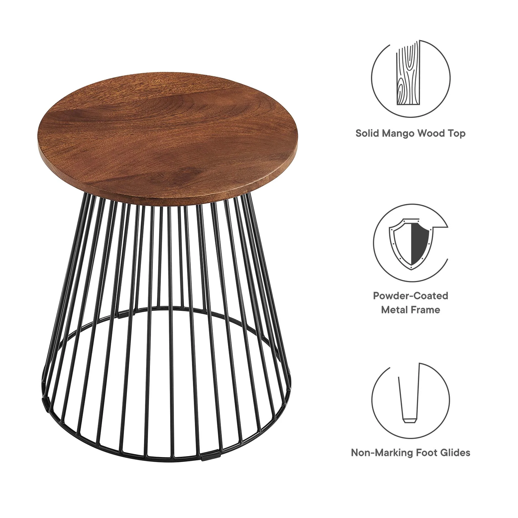Valeo Round Wood and Metal Side Table by Modway - Image 2