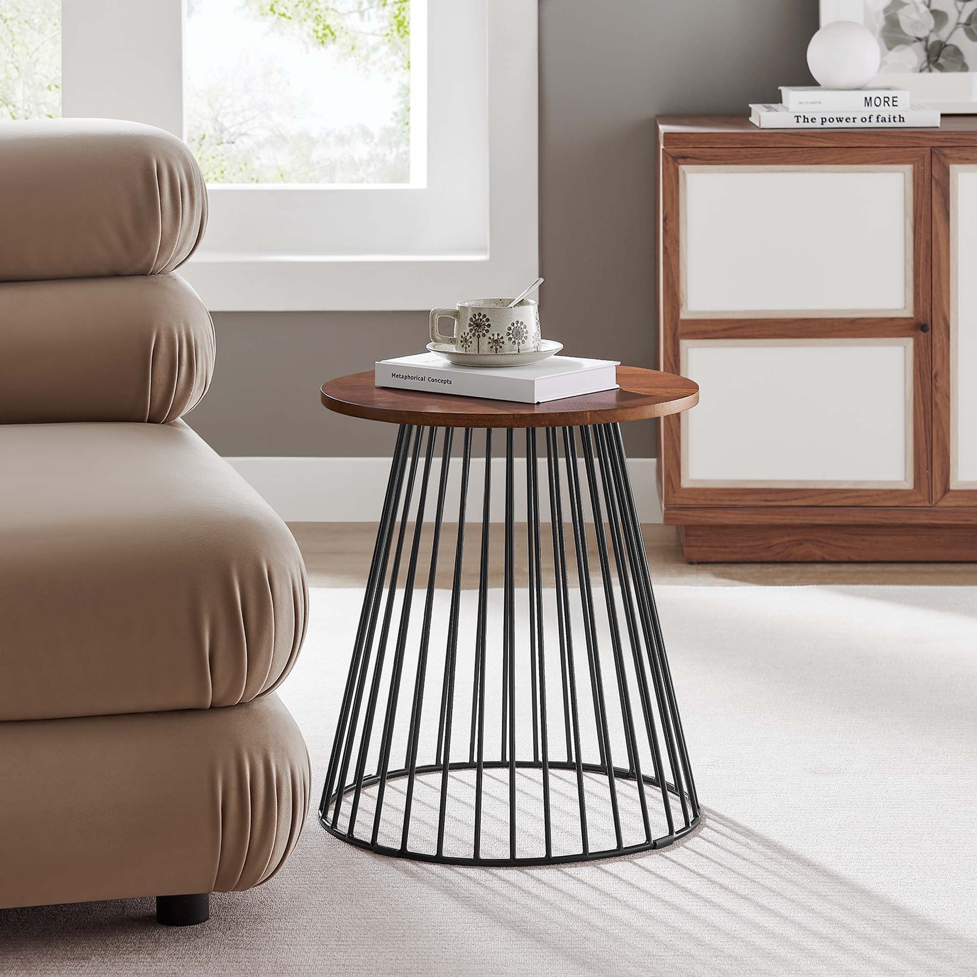 Valeo Round Wood and Metal Side Table by Modway - Image 7