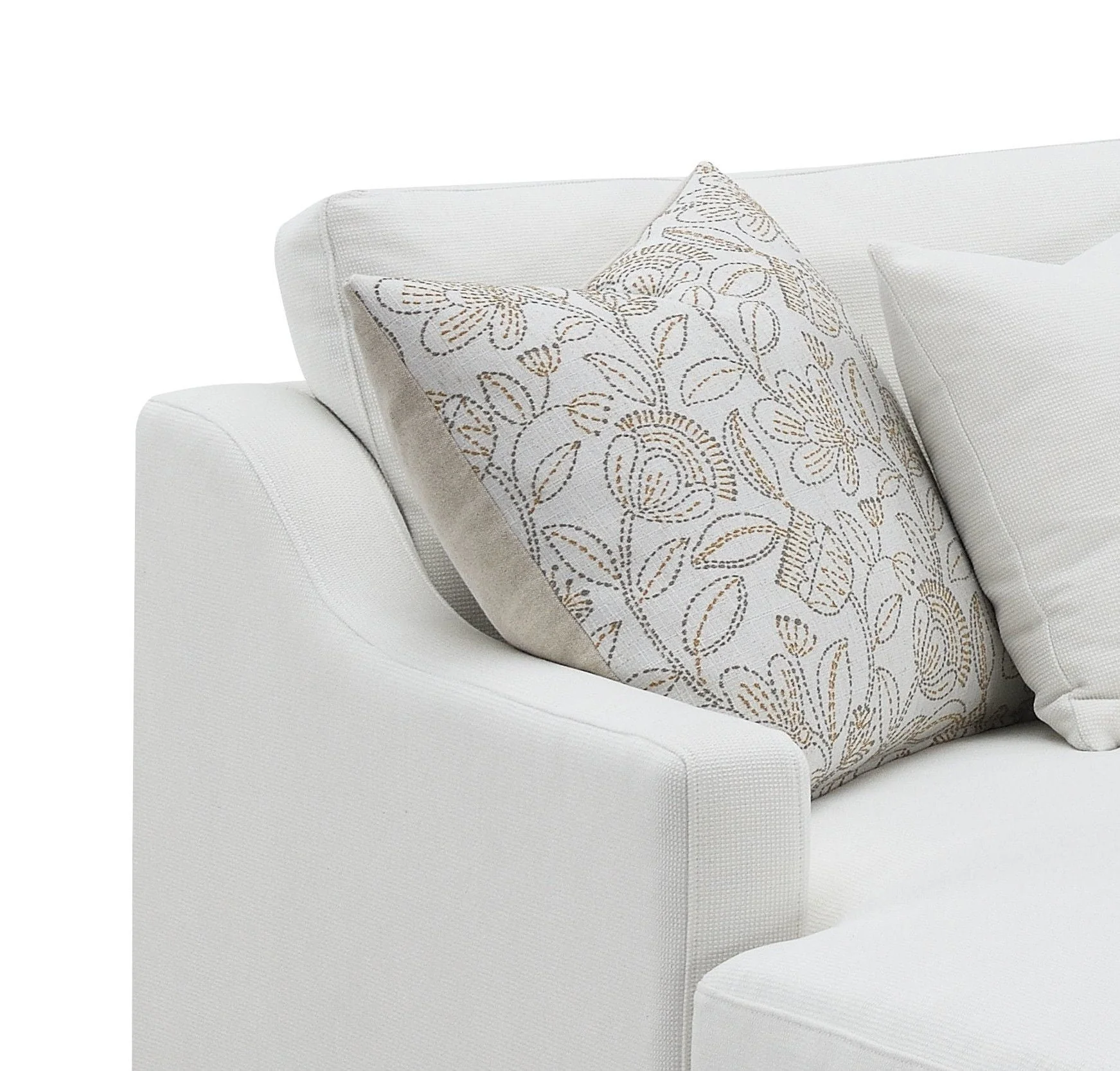 Valiant - Chenille Sectional Sofa With 4 Pillows - Ivory - Image 3