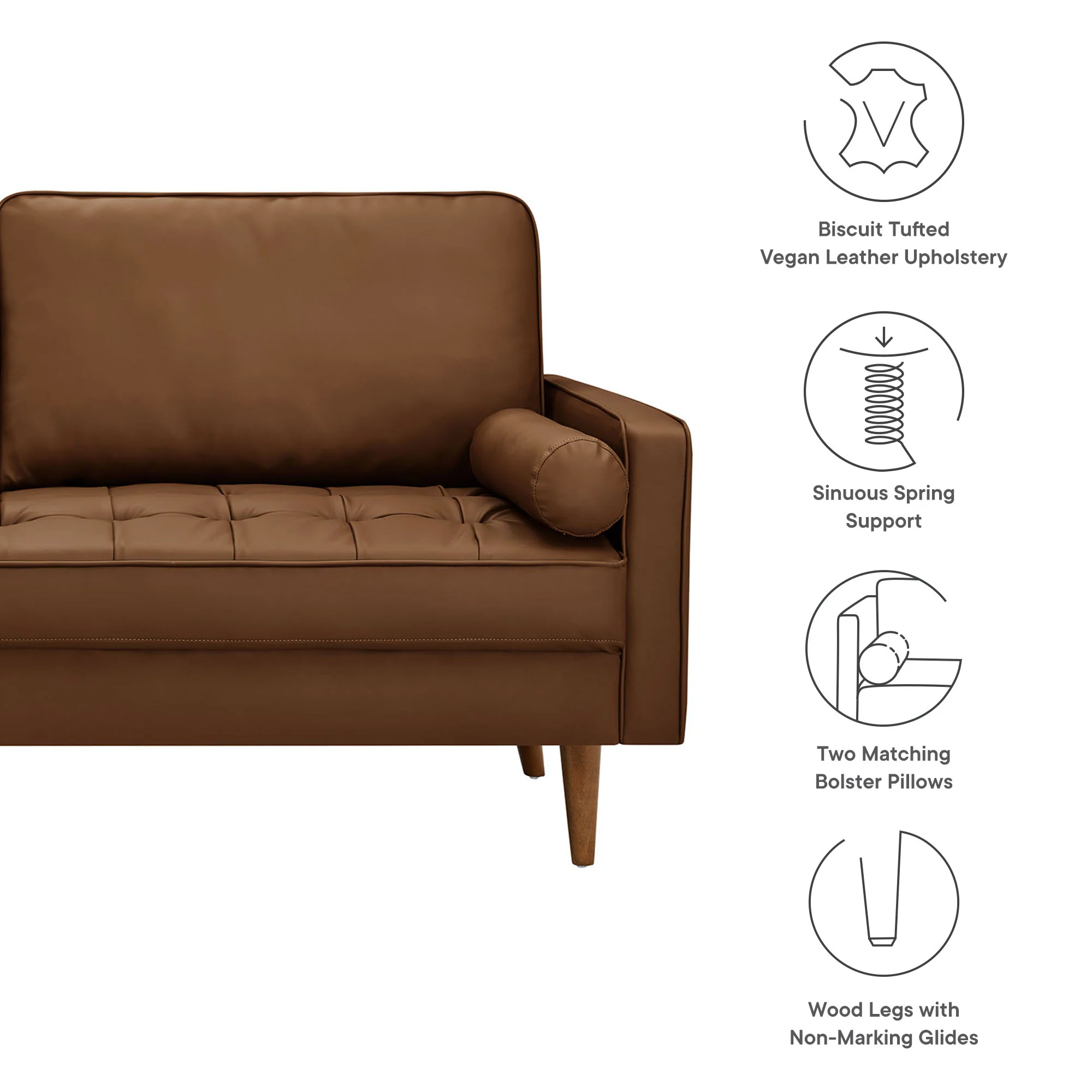 Valour Tufted Vegan Leather Sofa by Modway - Image 13