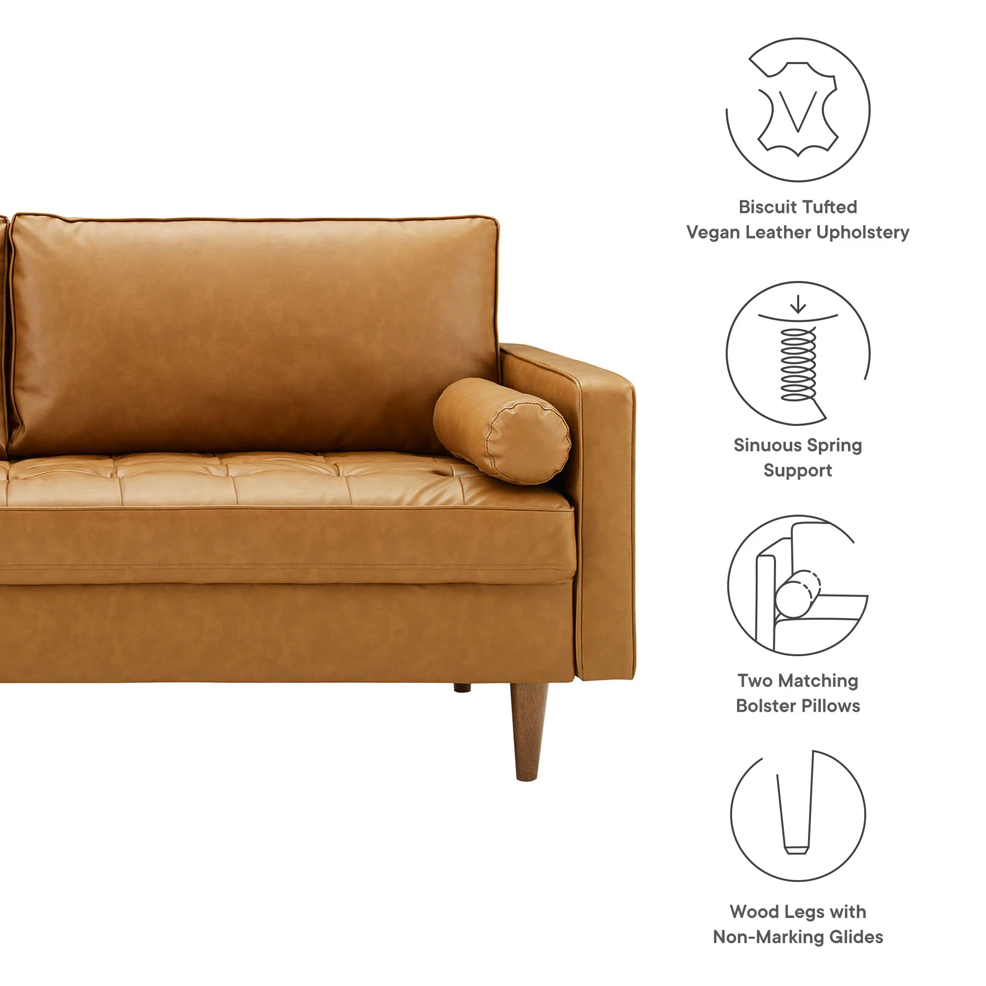 Valour Tufted Vegan Leather Sofa by Modway - Image 3