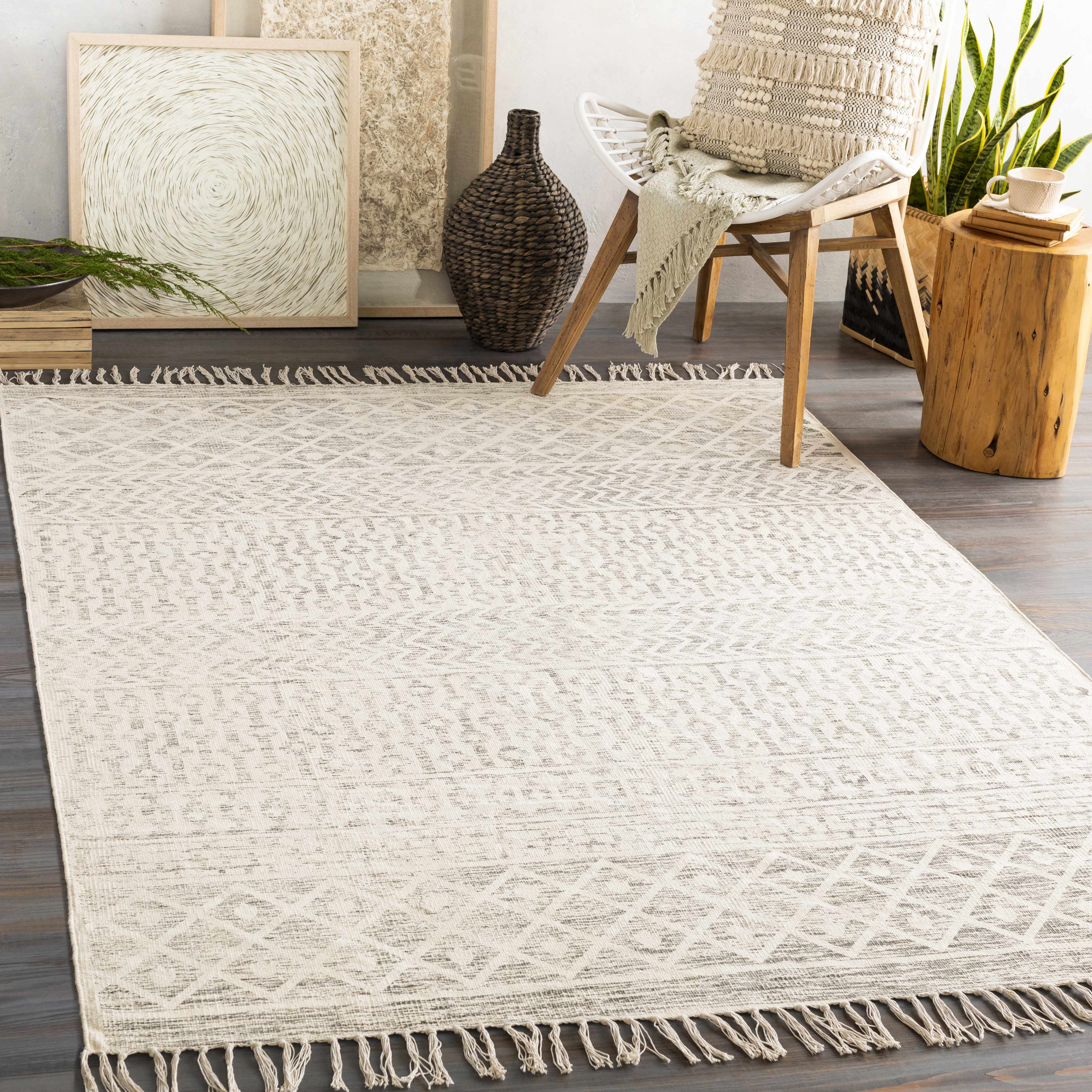 Valyermo Beige Hand Woven Cotton Rug - Image 2