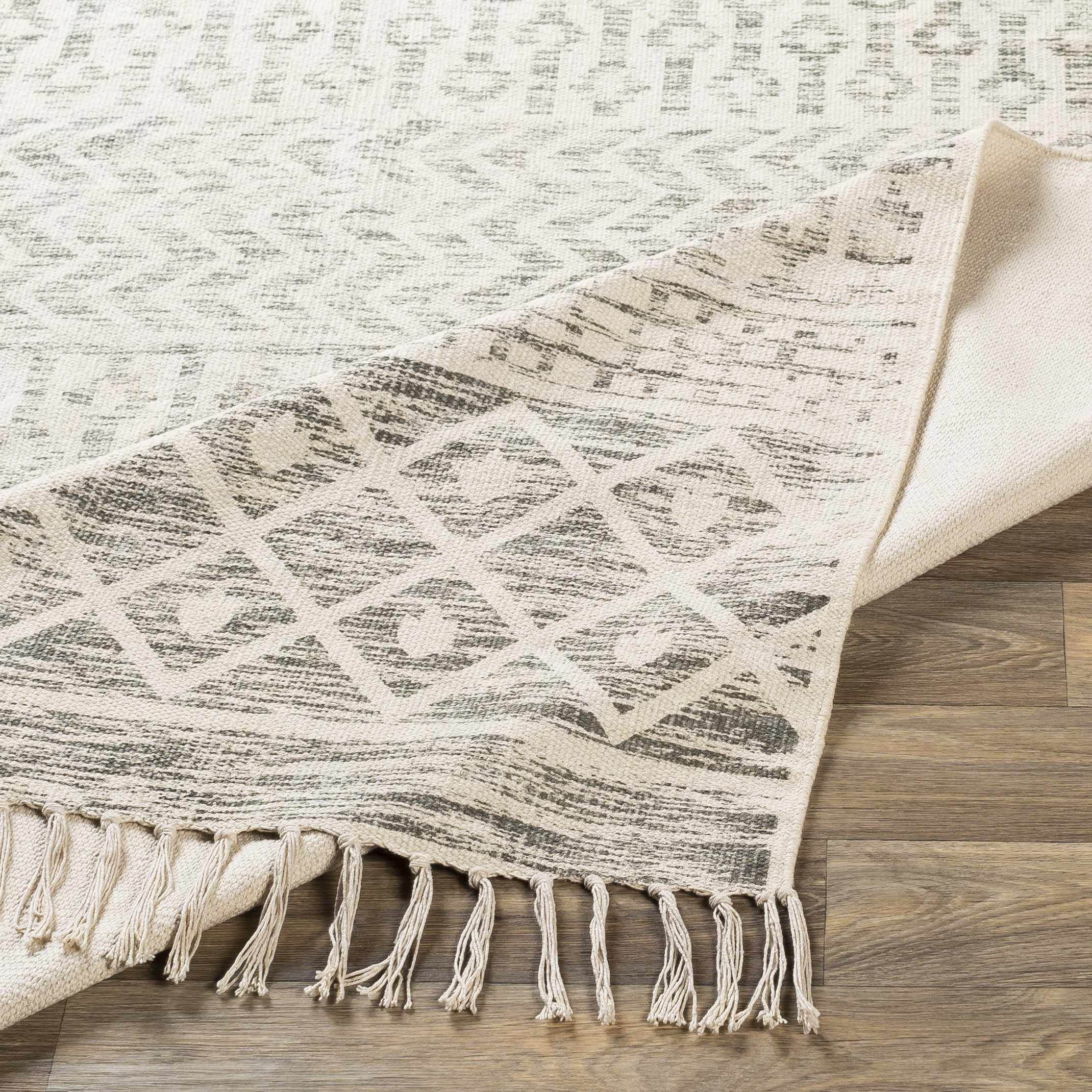 Valyermo Beige Hand Woven Cotton Rug - Image 6