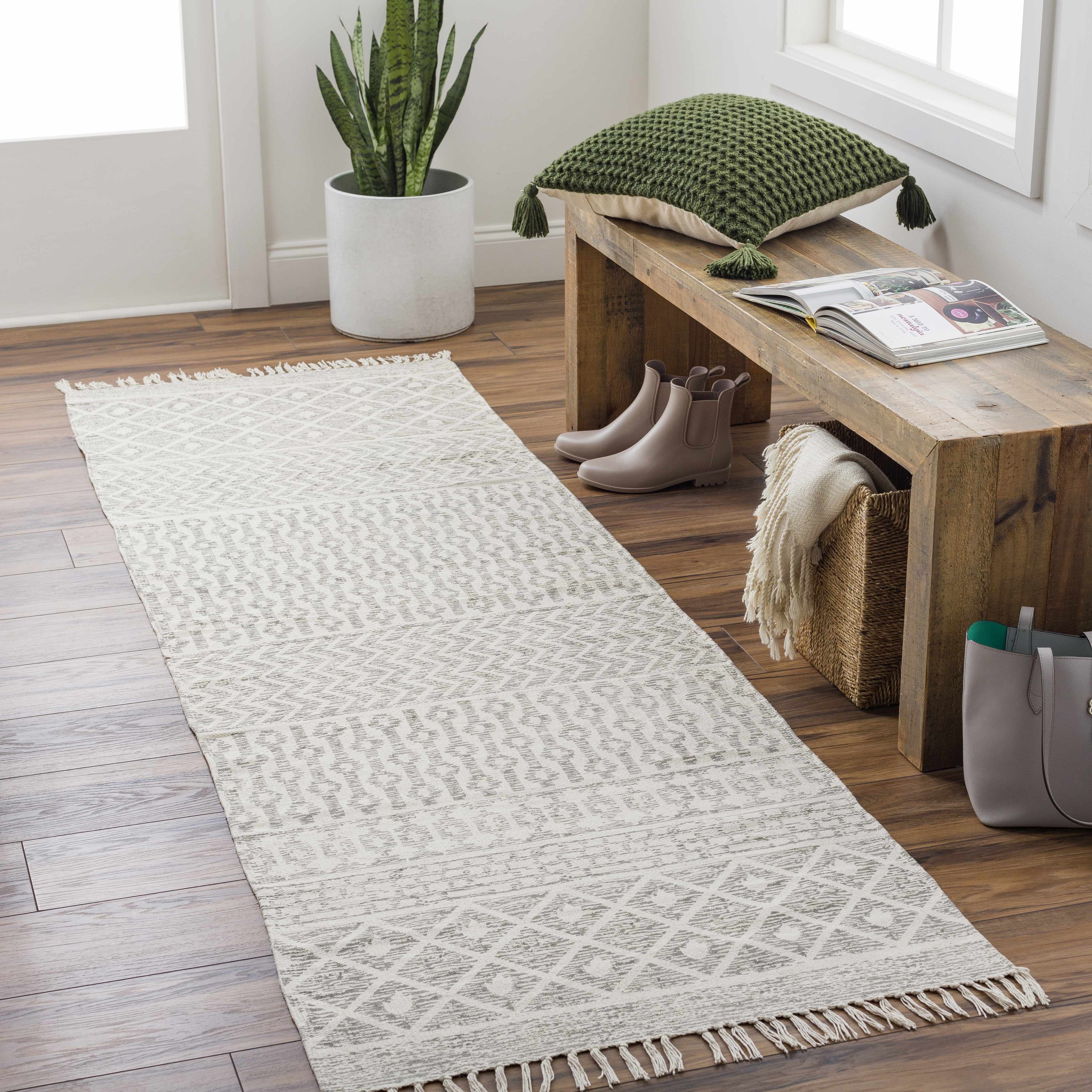Valyermo Beige Hand Woven Cotton Rug - Image 7