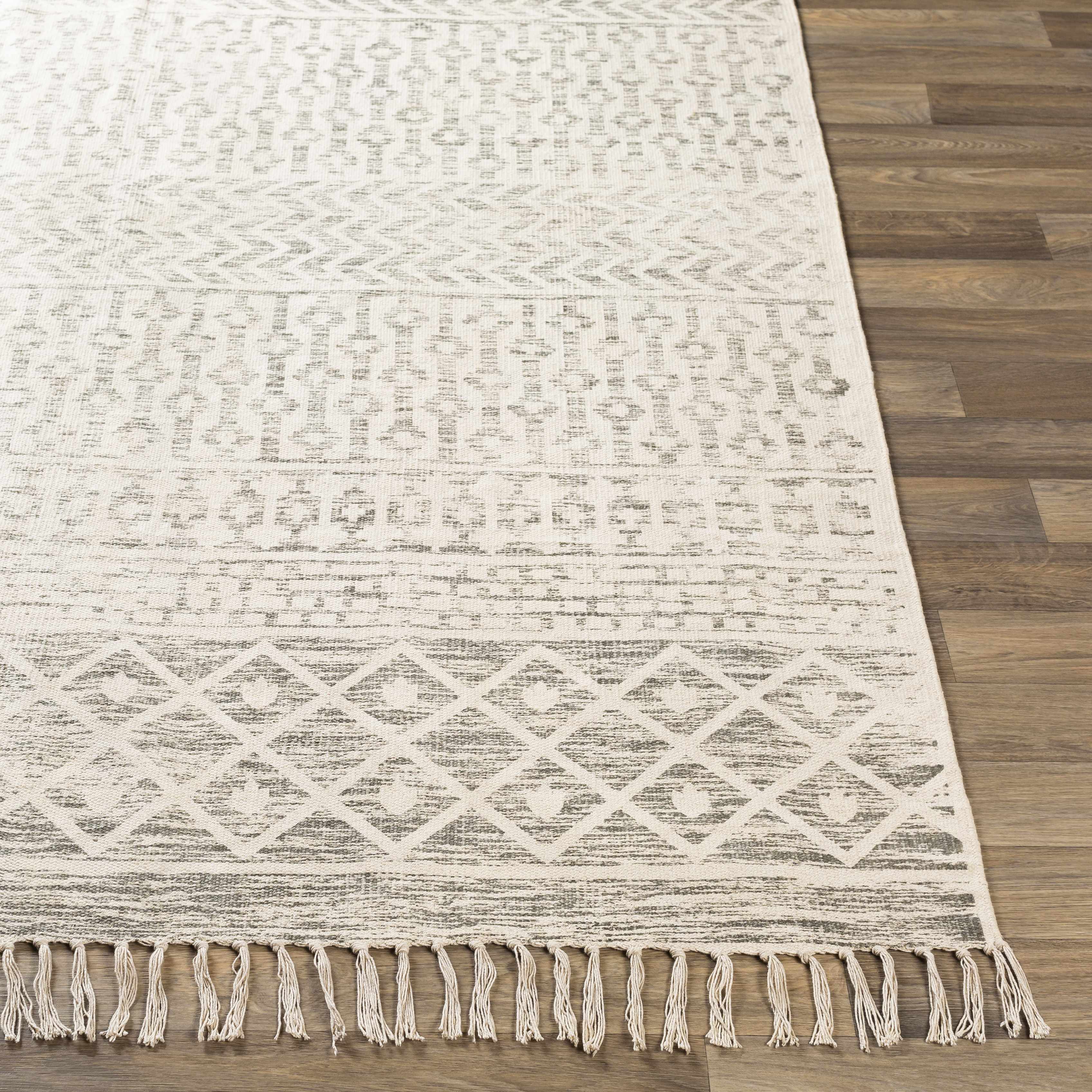 Valyermo Beige Hand Woven Cotton Rug - Image 8