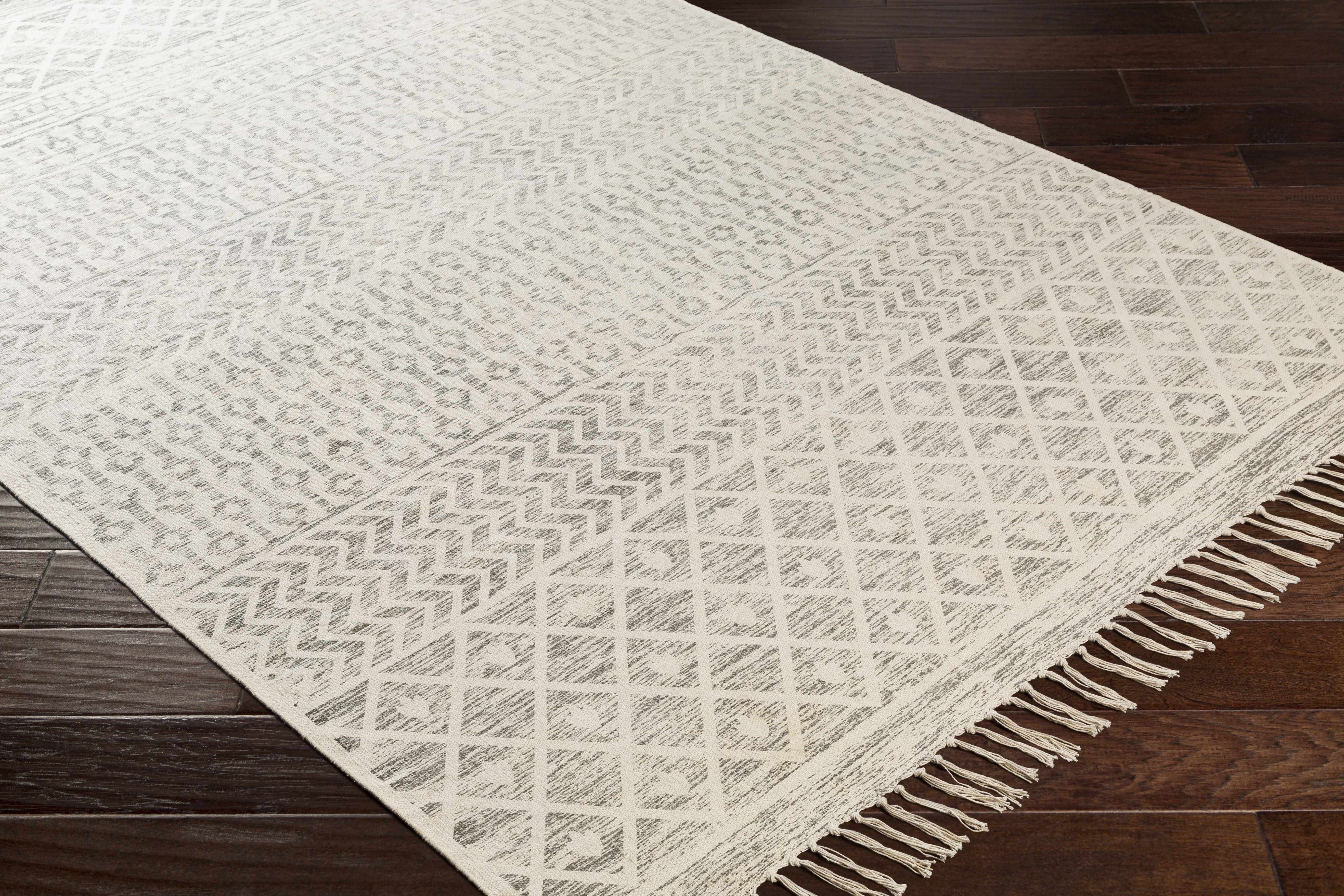 Valyermo Beige Hand Woven Cotton Rug - Image 9