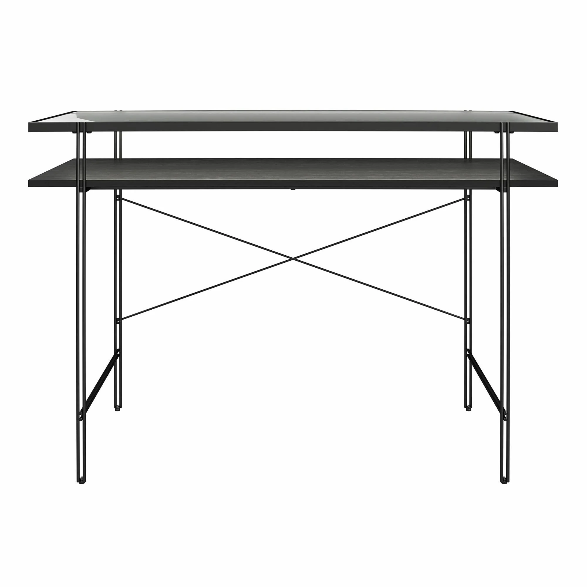 Vance - Computer Desk With Fluted Glass Desktop - Black - Image 3