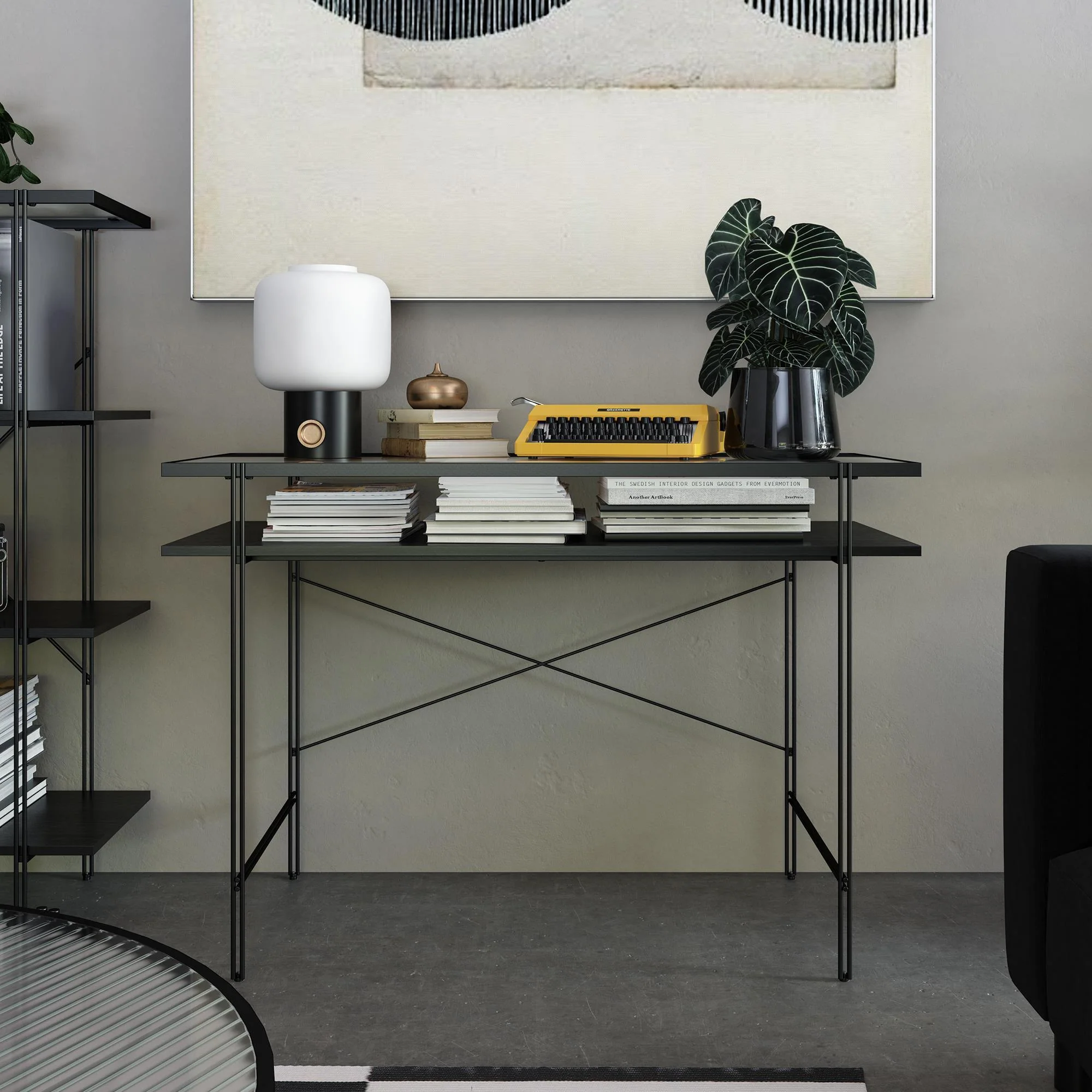 Vance - Computer Desk With Fluted Glass Desktop - Black - Image 4