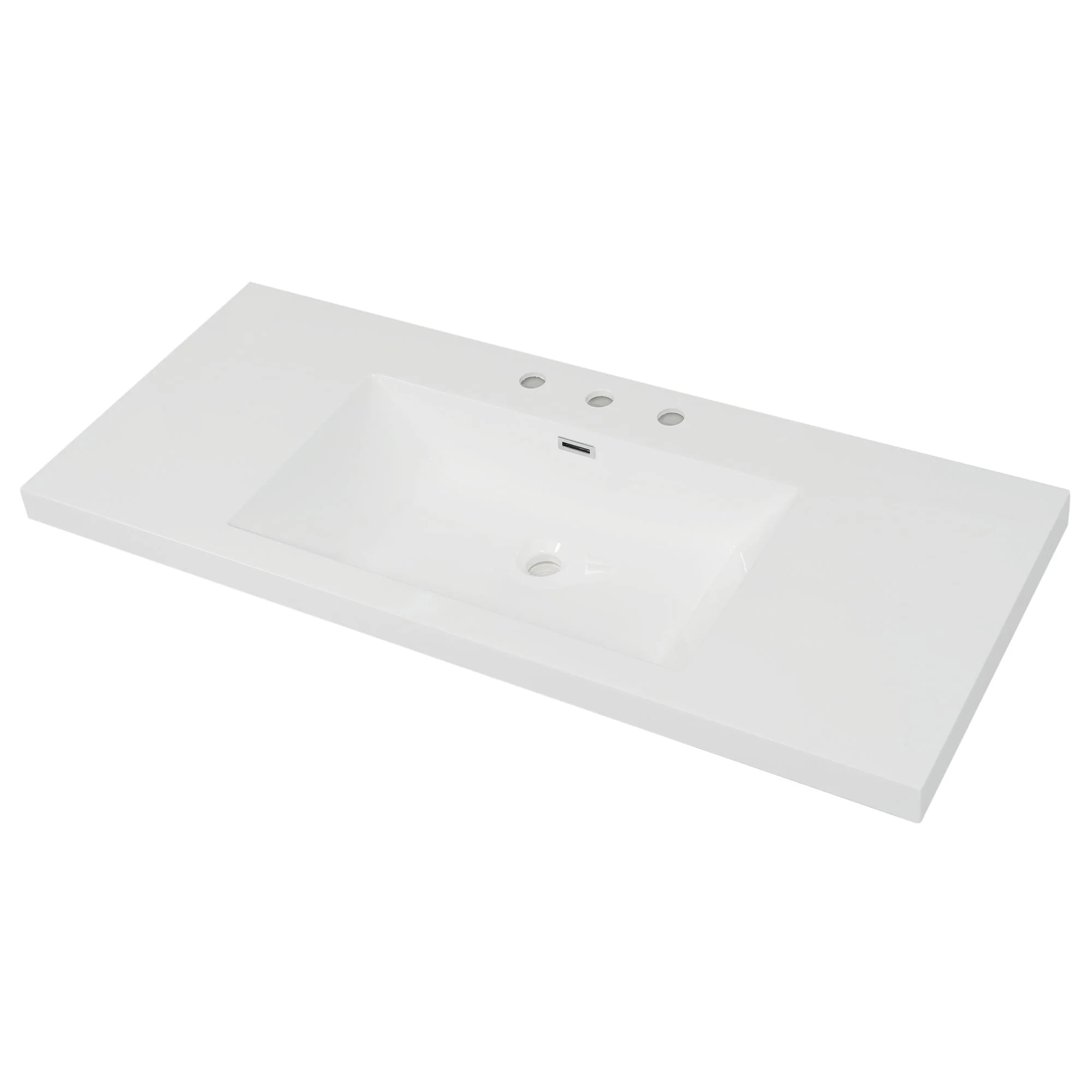 Vanity Top With 3 Faucet Holes, Rectangular Basin For Bathroom - White - Image 3