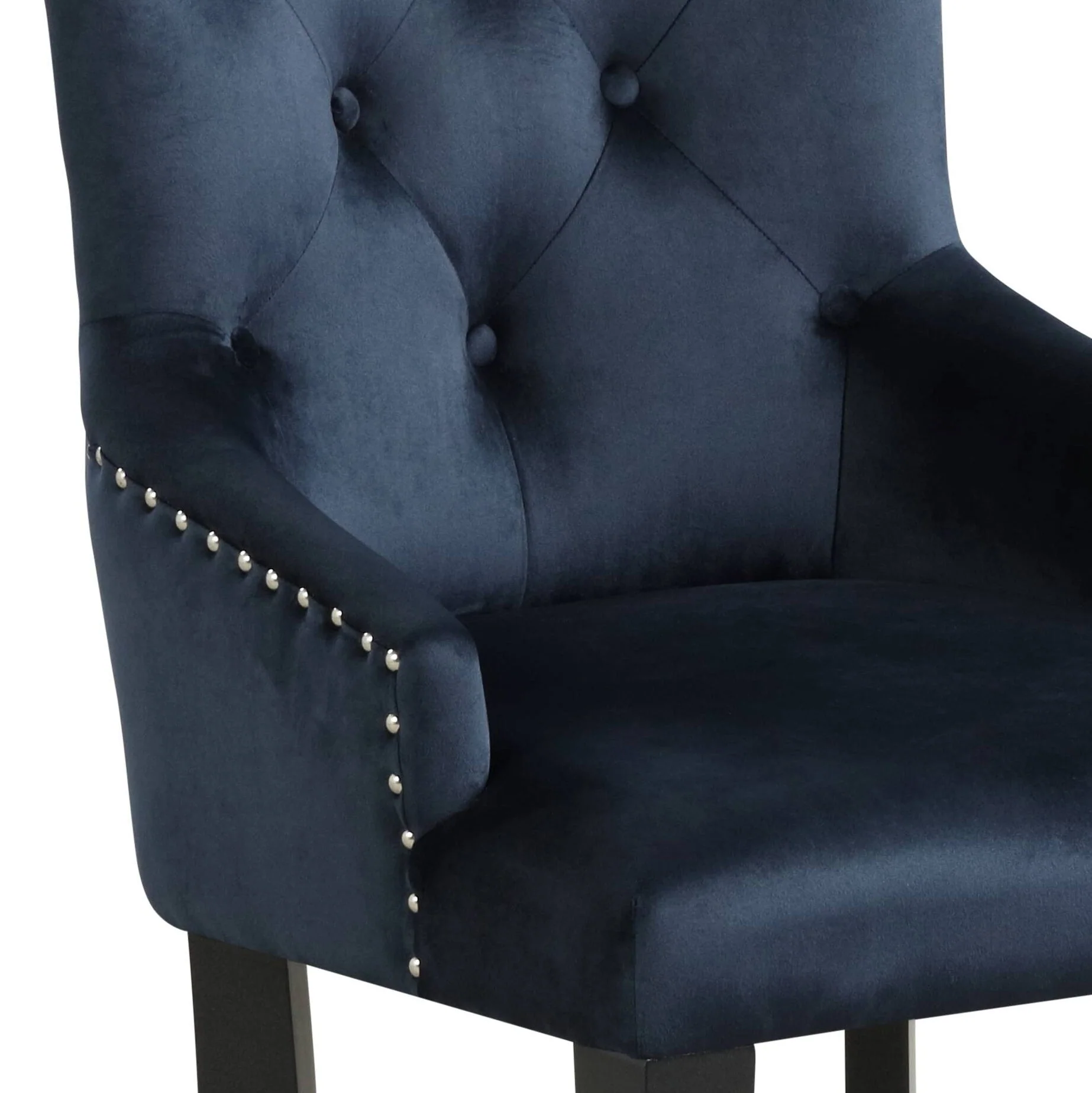 Varian II Dark Navy Velvet & Black Finish Side Chair - Image 3
