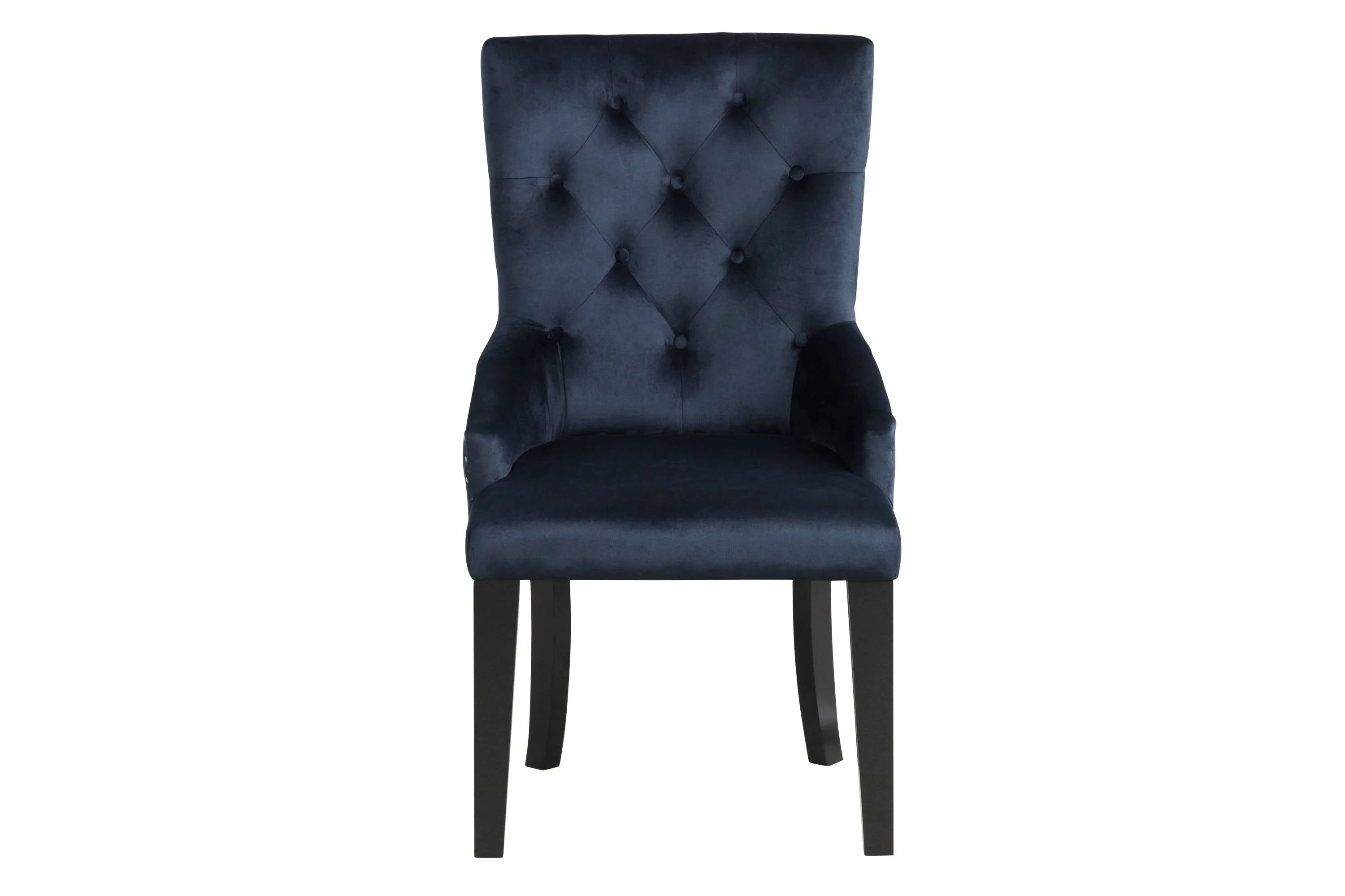 Varian II Dark Navy Velvet & Black Finish Side Chair - Image 4