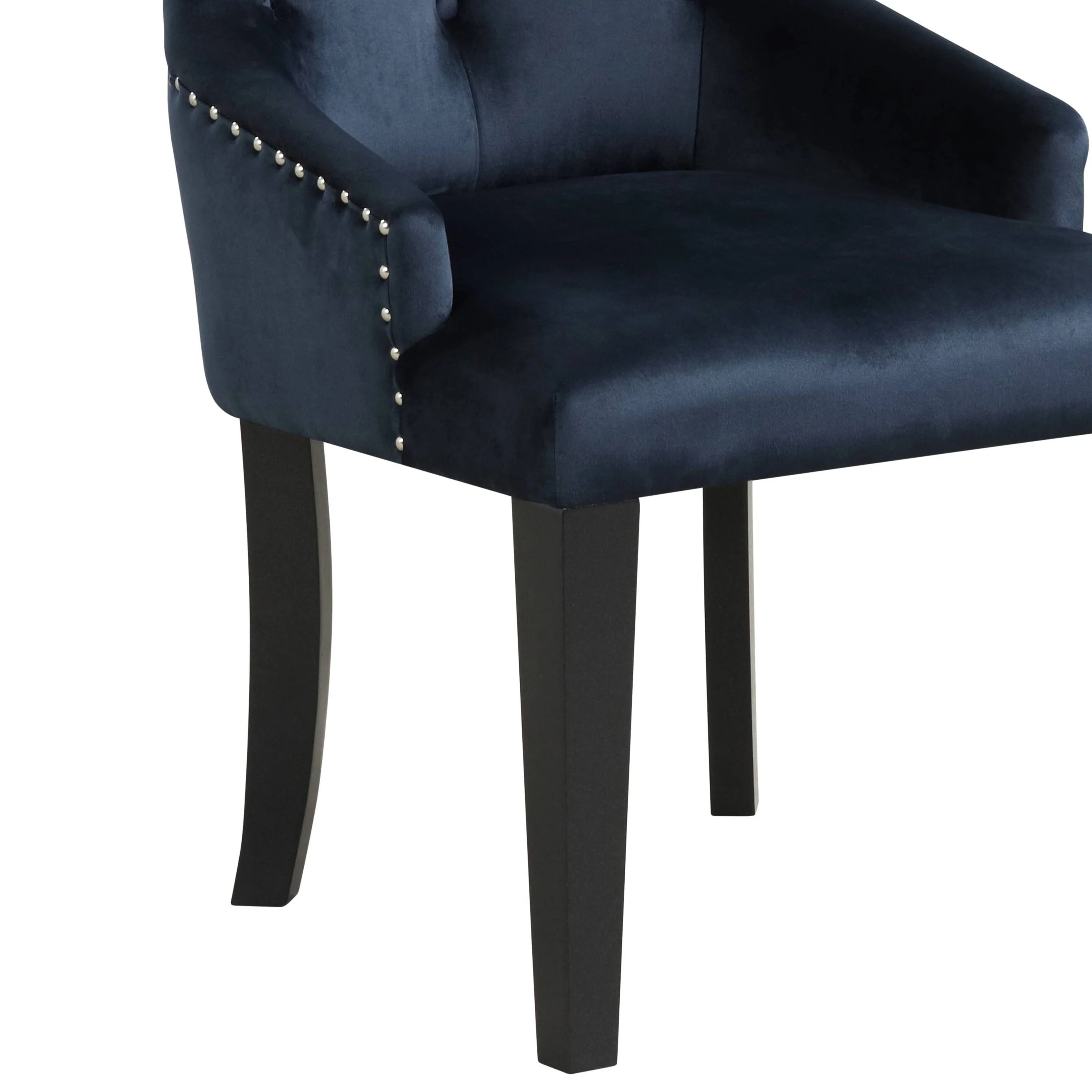 Varian II Dark Navy Velvet & Black Finish Side Chair - Image 5