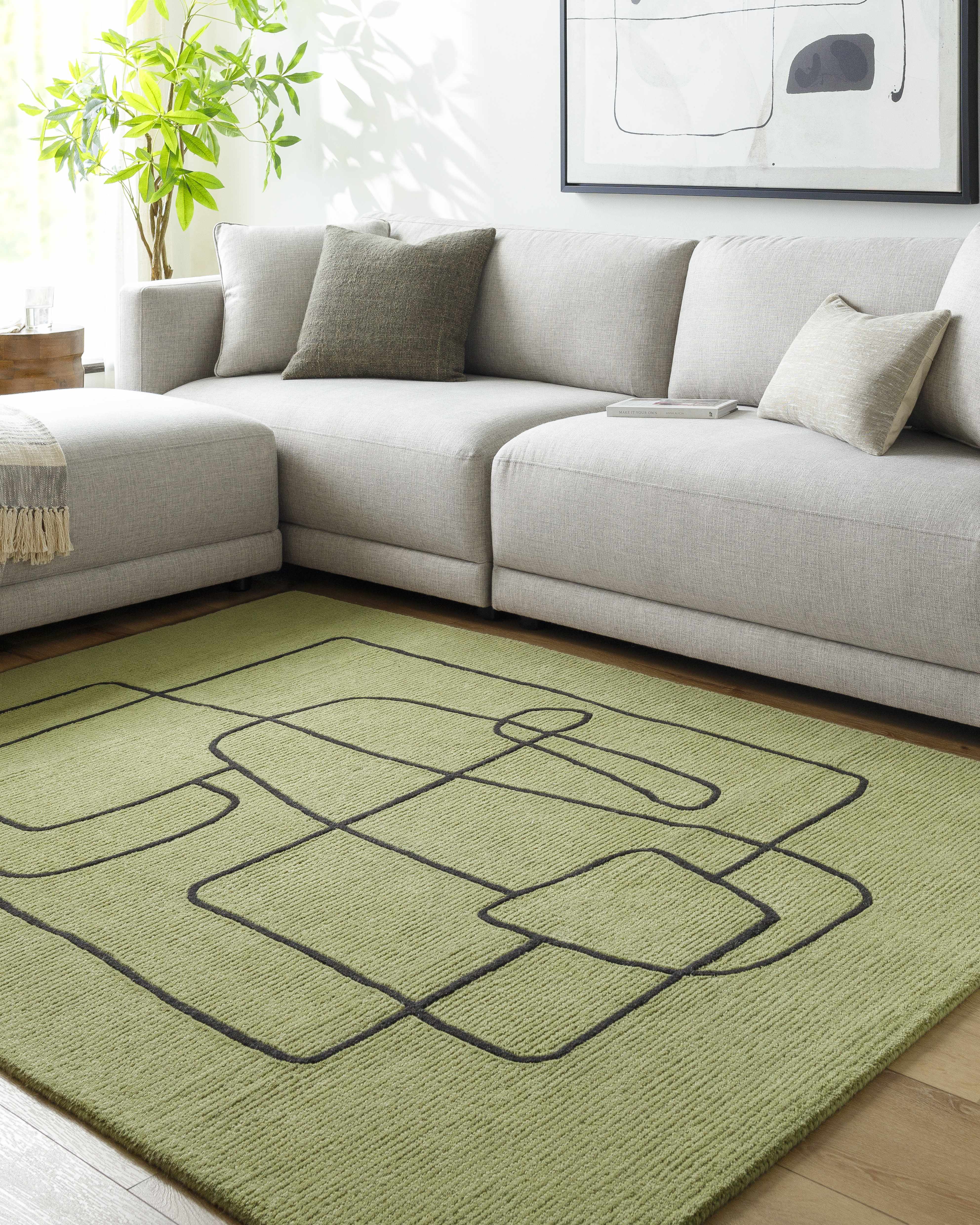 Vatsa Green Abstract Area Rug - Image 2