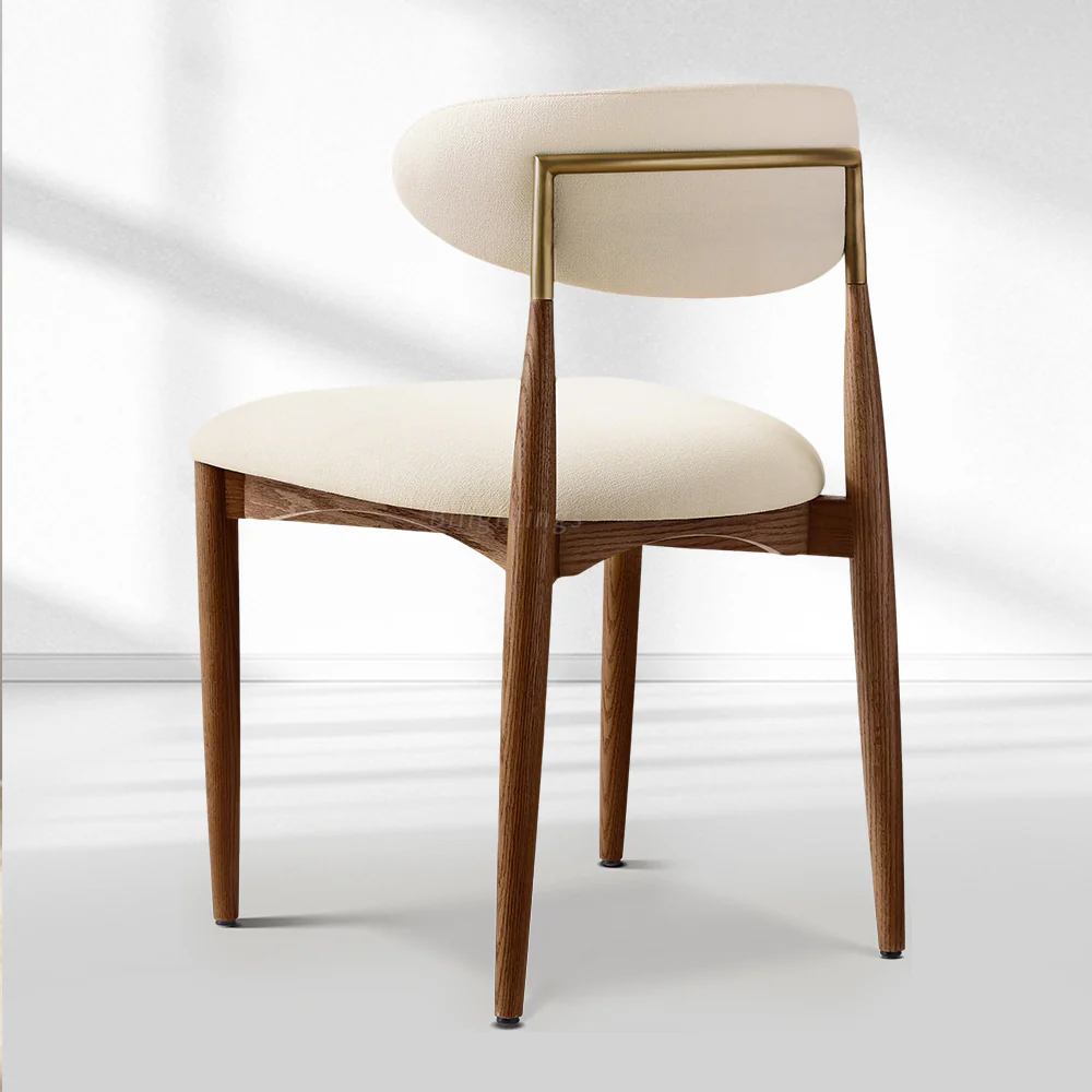 Vegan Leather Dining Chair with Oak Frame & Steel Legs 30.5" H - Image 11