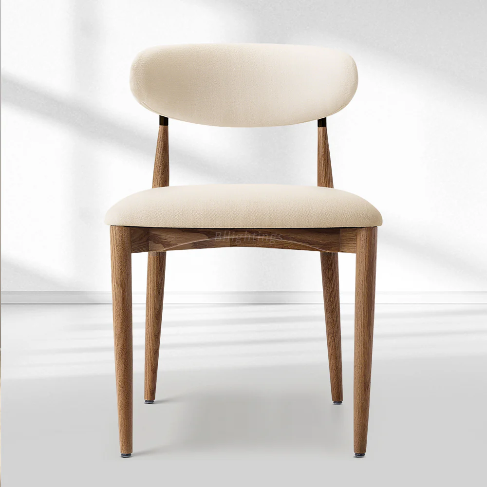 Vegan Leather Dining Chair with Oak Frame & Steel Legs 30.5" H - Image 18