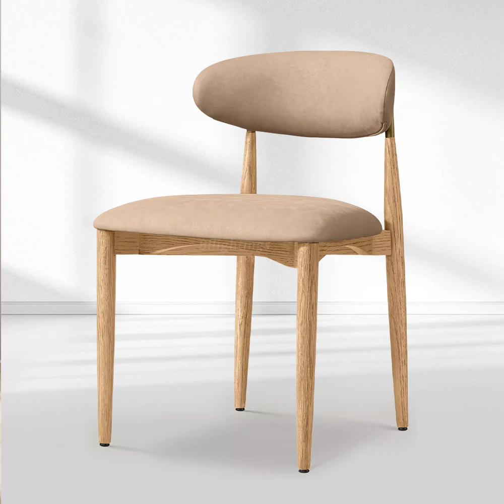 Vegan Leather Dining Chair with Oak Frame & Steel Legs 30.5" H - Image 2