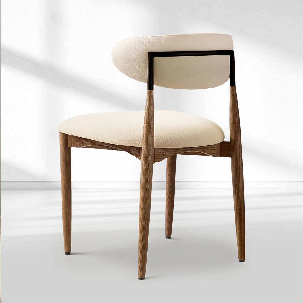 Vegan Leather Dining Chair with Oak Frame & Steel Legs 30.5" H - Image 21