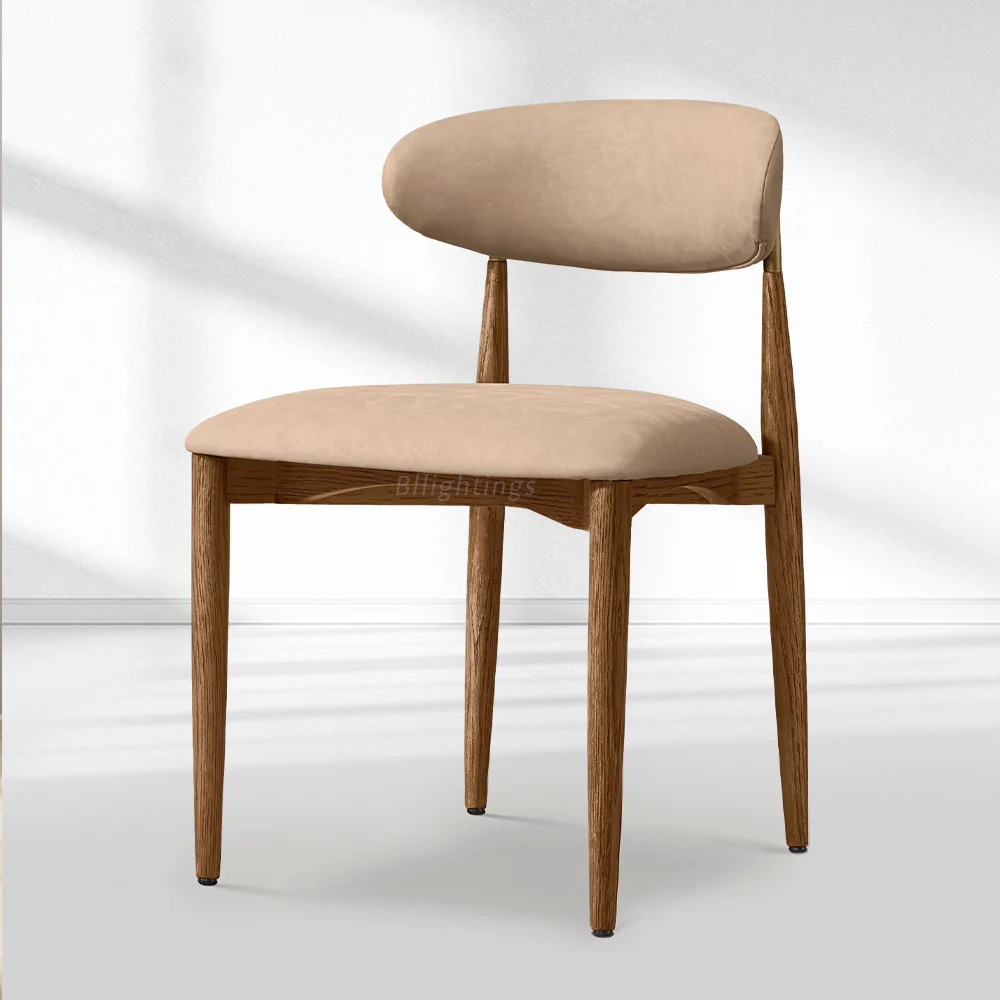 Vegan Leather Dining Chair with Oak Frame & Steel Legs 30.5" H - Image 3