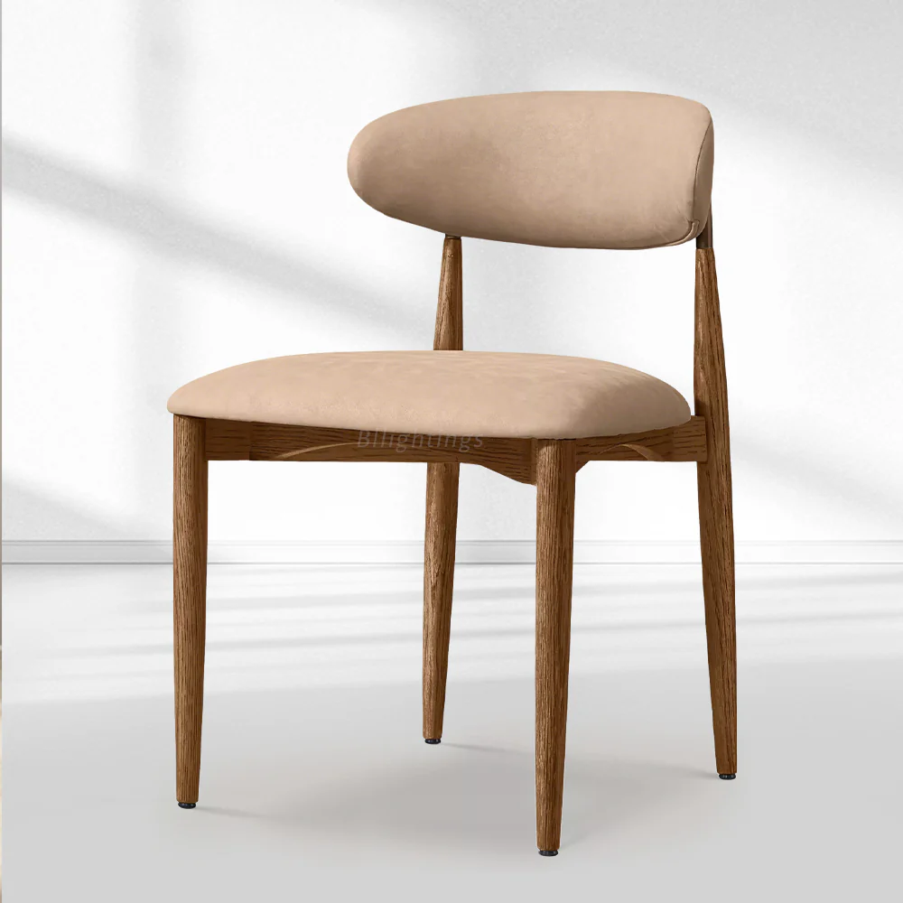 Vegan Leather Dining Chair with Oak Frame & Steel Legs 30.5" H - Image 4