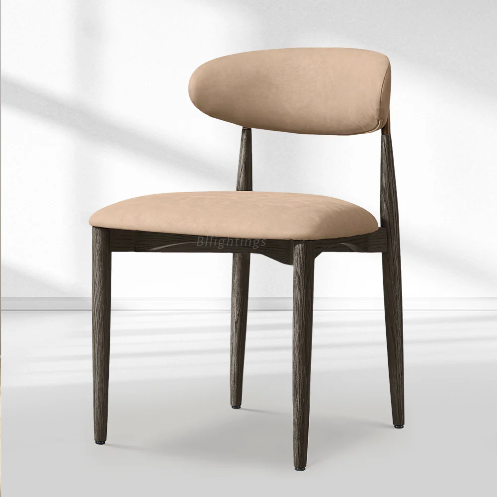 Vegan Leather Dining Chair with Oak Frame & Steel Legs 30.5" H - Image 5