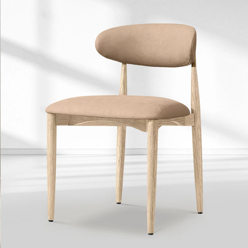 Vegan Leather Dining Chair with Oak Frame & Steel Legs 30.5" H - Image 6