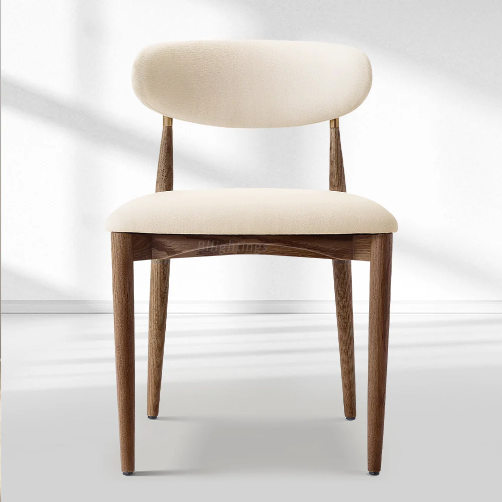 Vegan Leather Dining Chair with Oak Frame & Steel Legs 30.5" H - Image 8