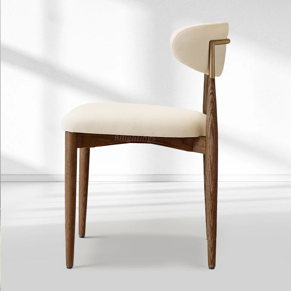 Vegan Leather Dining Chair with Oak Frame & Steel Legs 30.5" H - Image 9