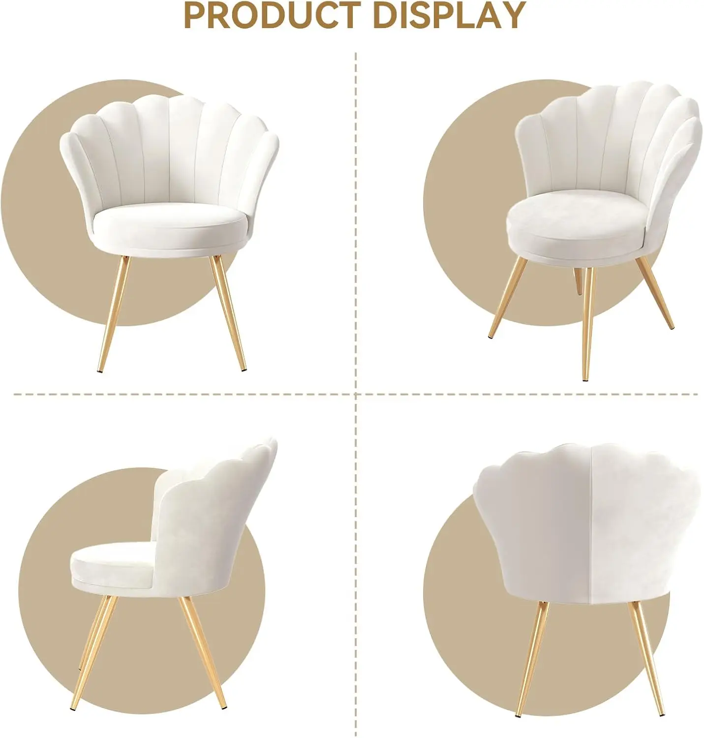 Velvet Accent Chair Gold Metal Legs Upholstered Vanity Chair for Living Room - Image 6