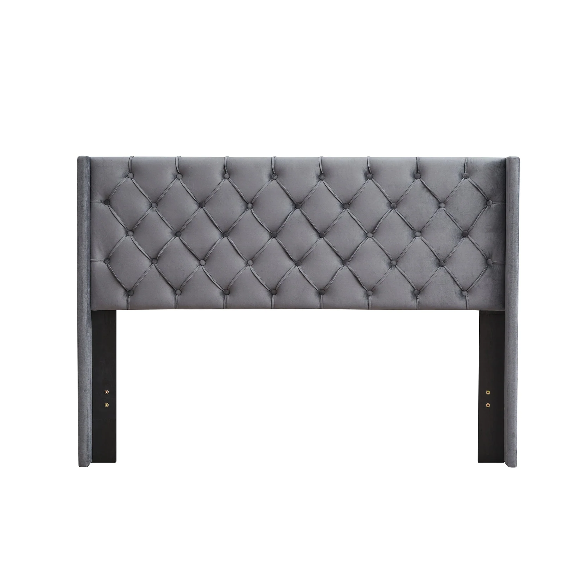 Velvet Button Tufted Upholstered Bed with Wings Design - Queen - Image 6